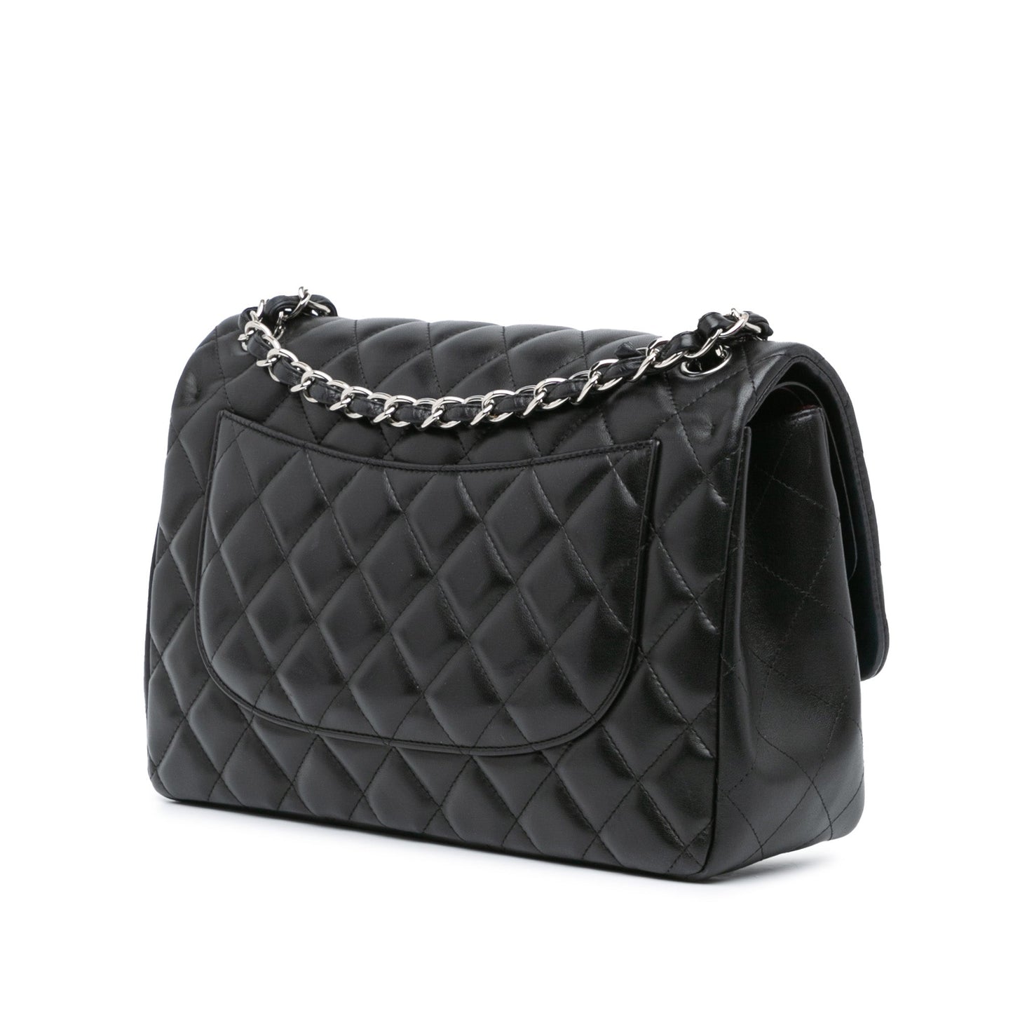 Black Chanel Jumbo Classic Lambskin Double Flap Shoulder Bag