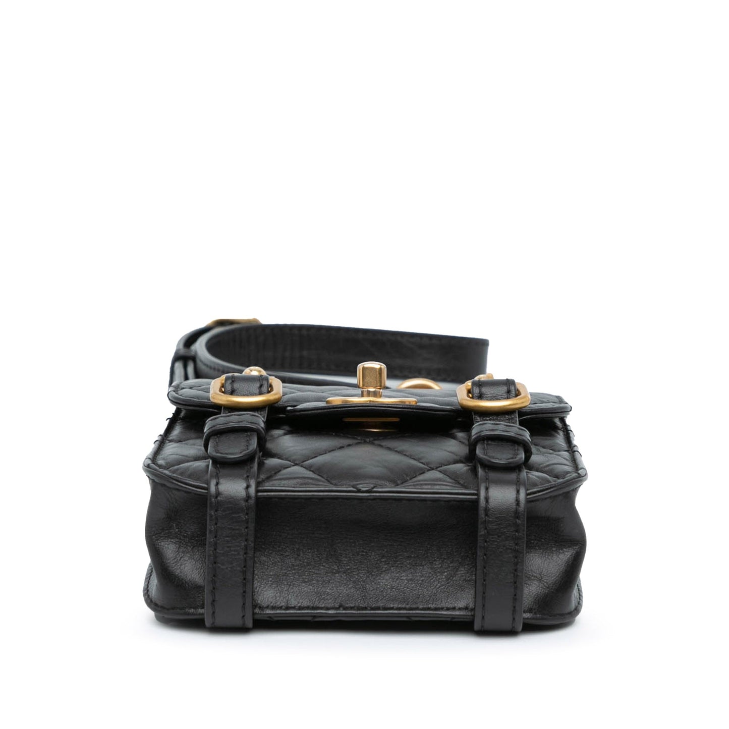 Black Chanel Mini Aged Calfskin City School Flap Satchel