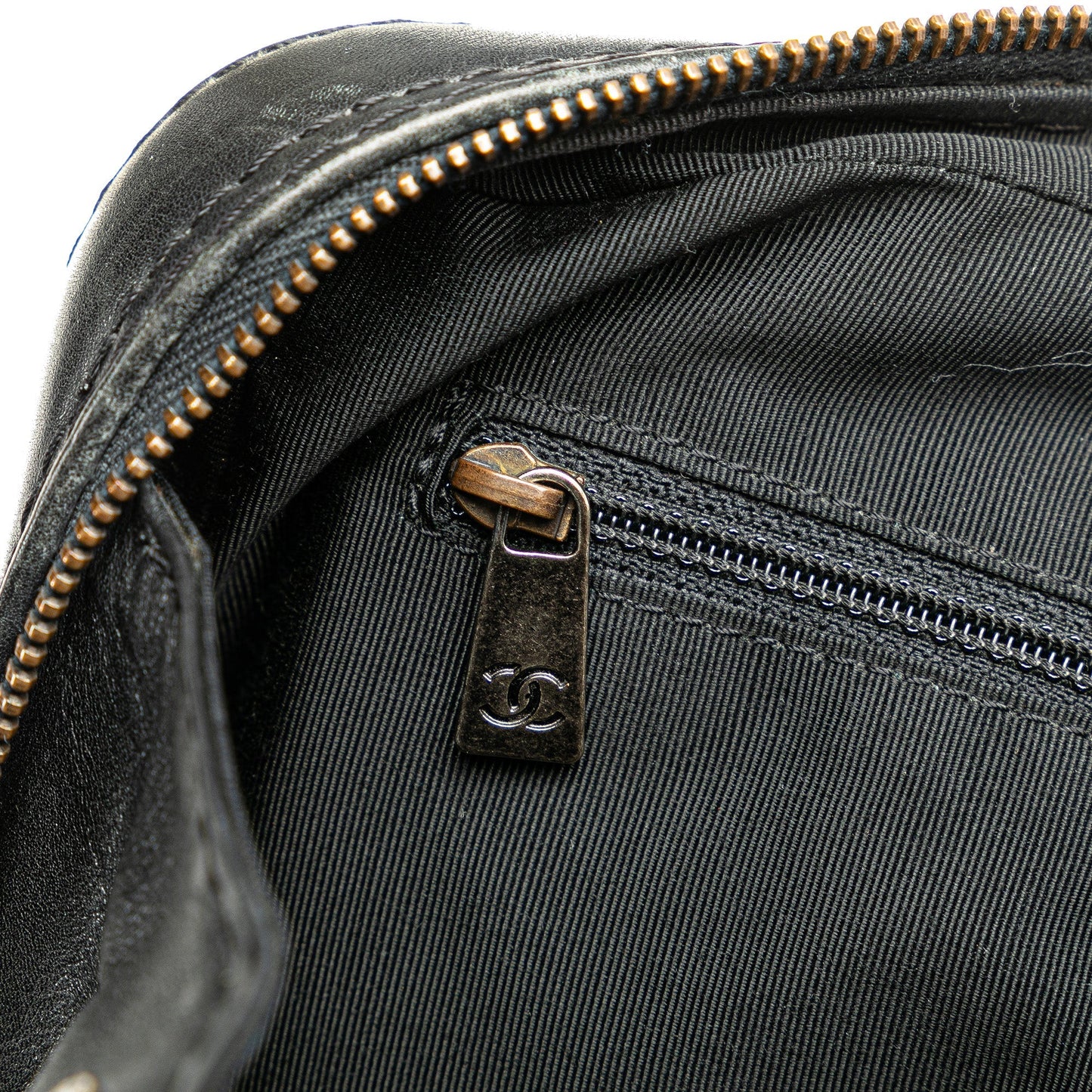 Black Chanel CC Lambskin Wild Stitch Handbag