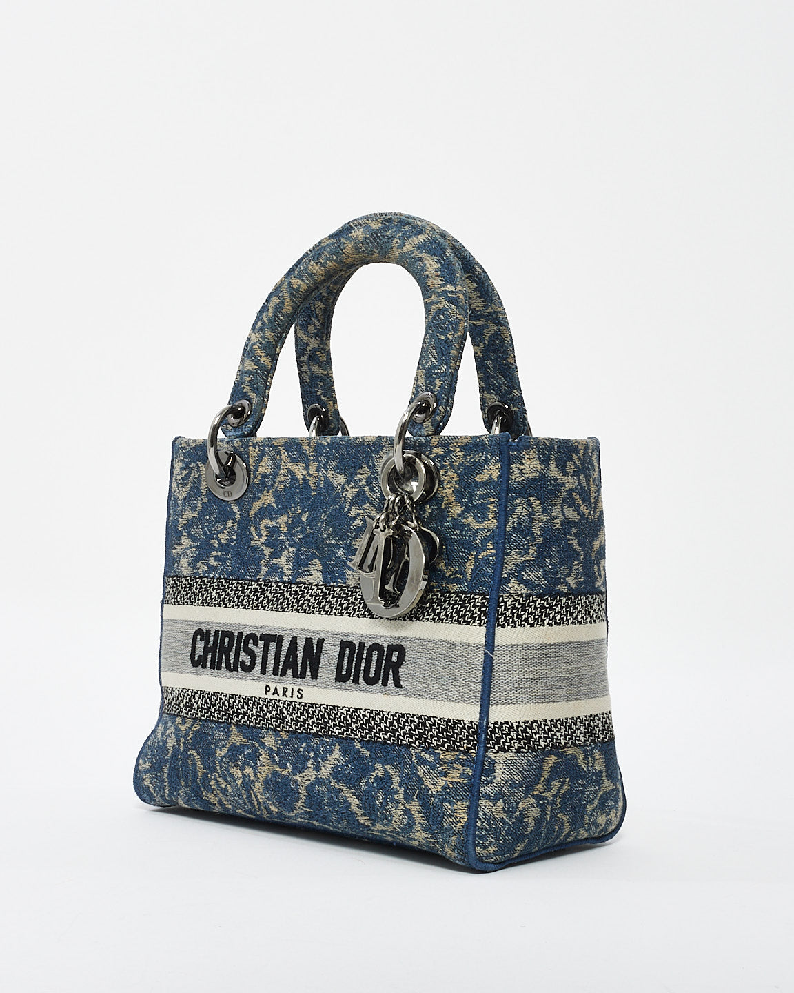 Dior Blue Denim Jardin Magique Embroidery Canvas Medium Lady D-Lite Bag
