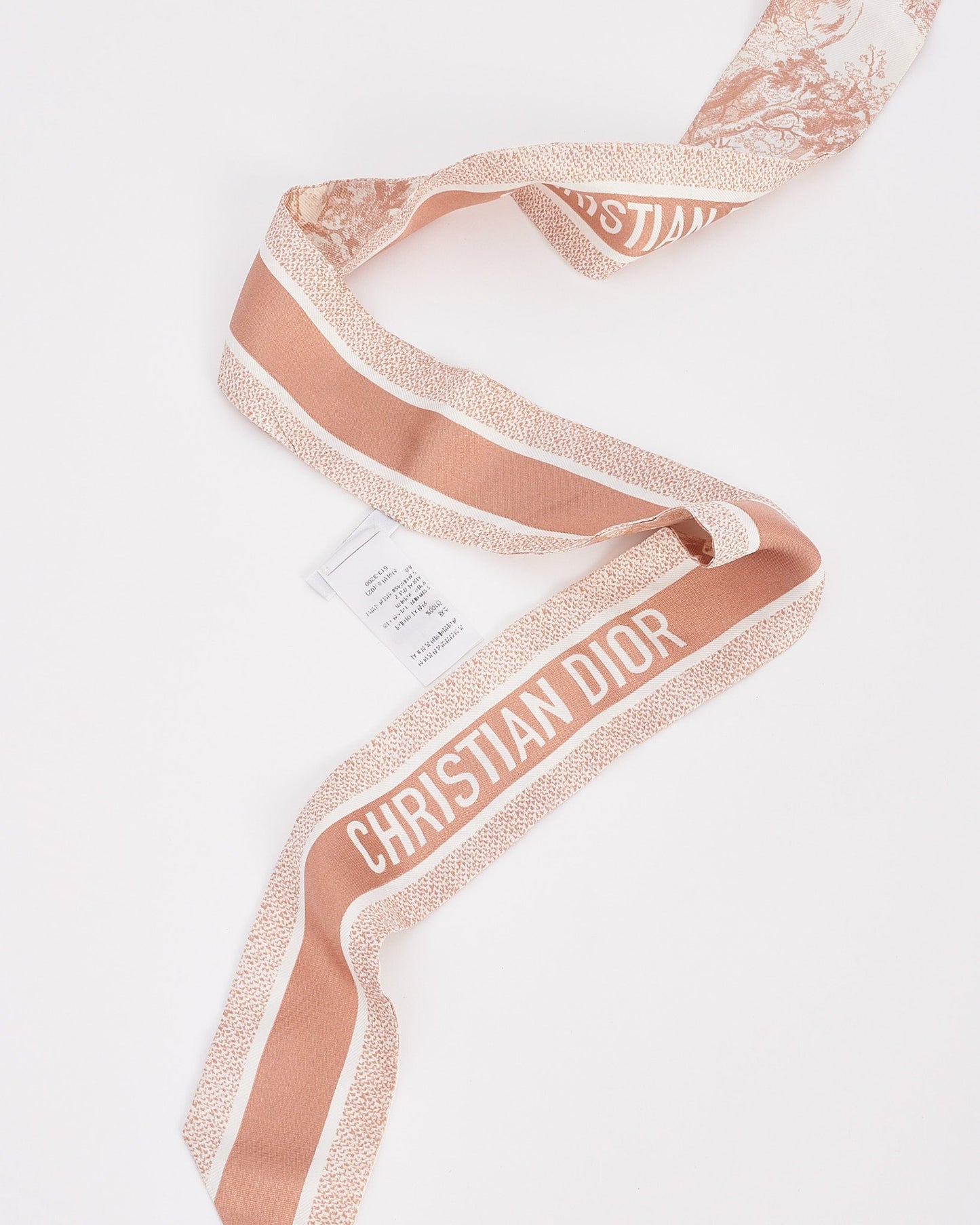 Dior Blush Jouy Logo Silk Twilly Scarf
