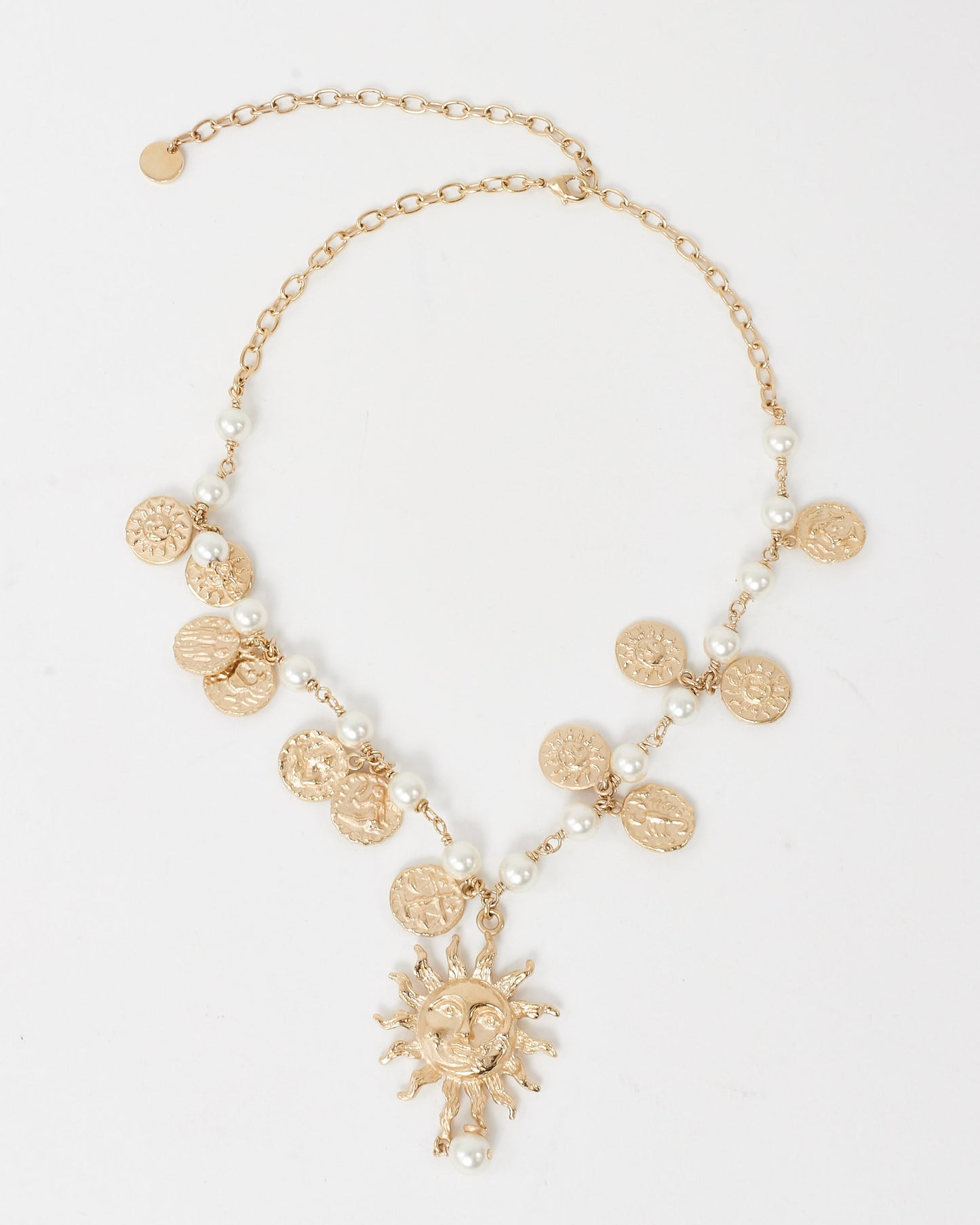 Dior Gold and Pearl Sun and Astrology Necklace