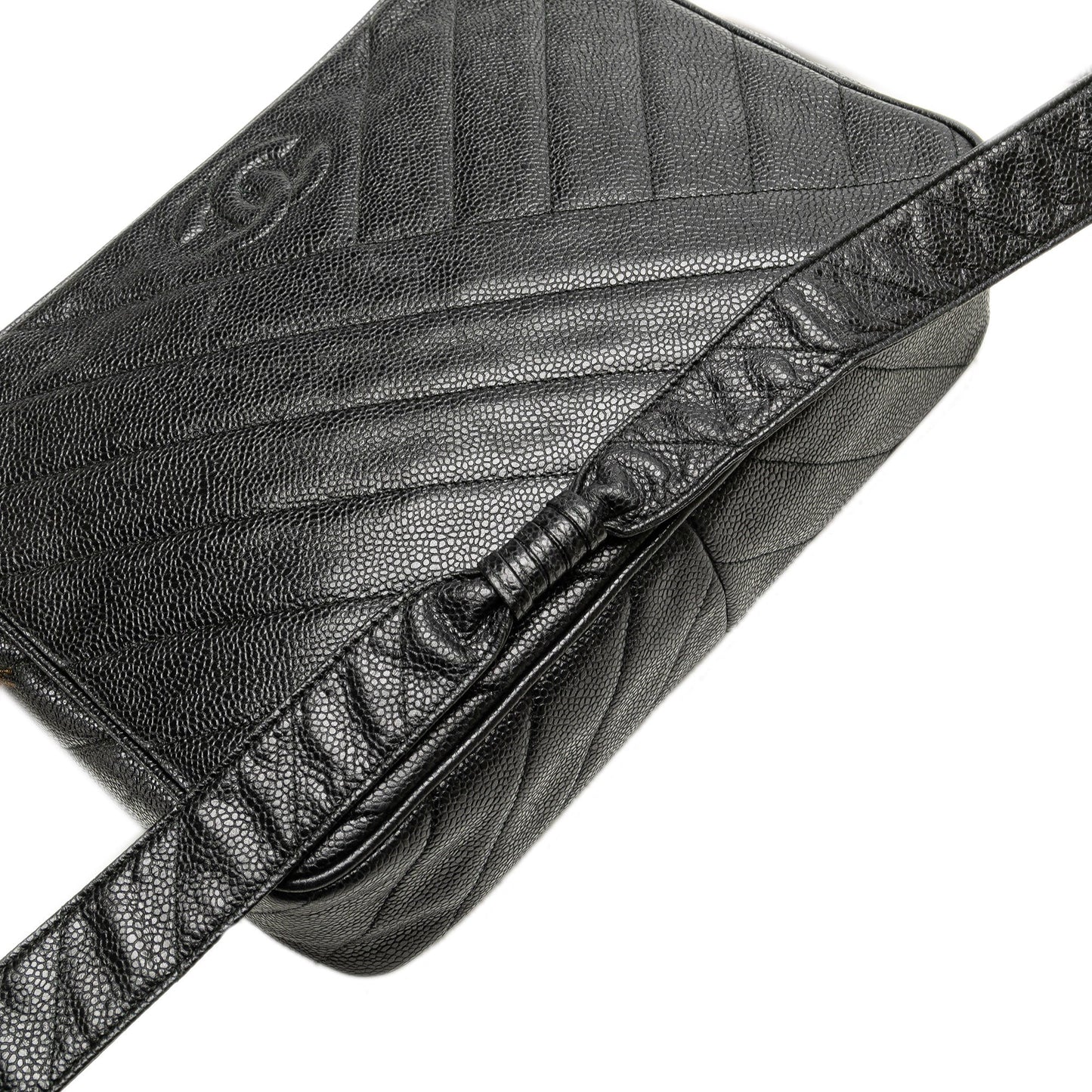 Black Chanel CC Diagonal Quilted Caviar Crossbody