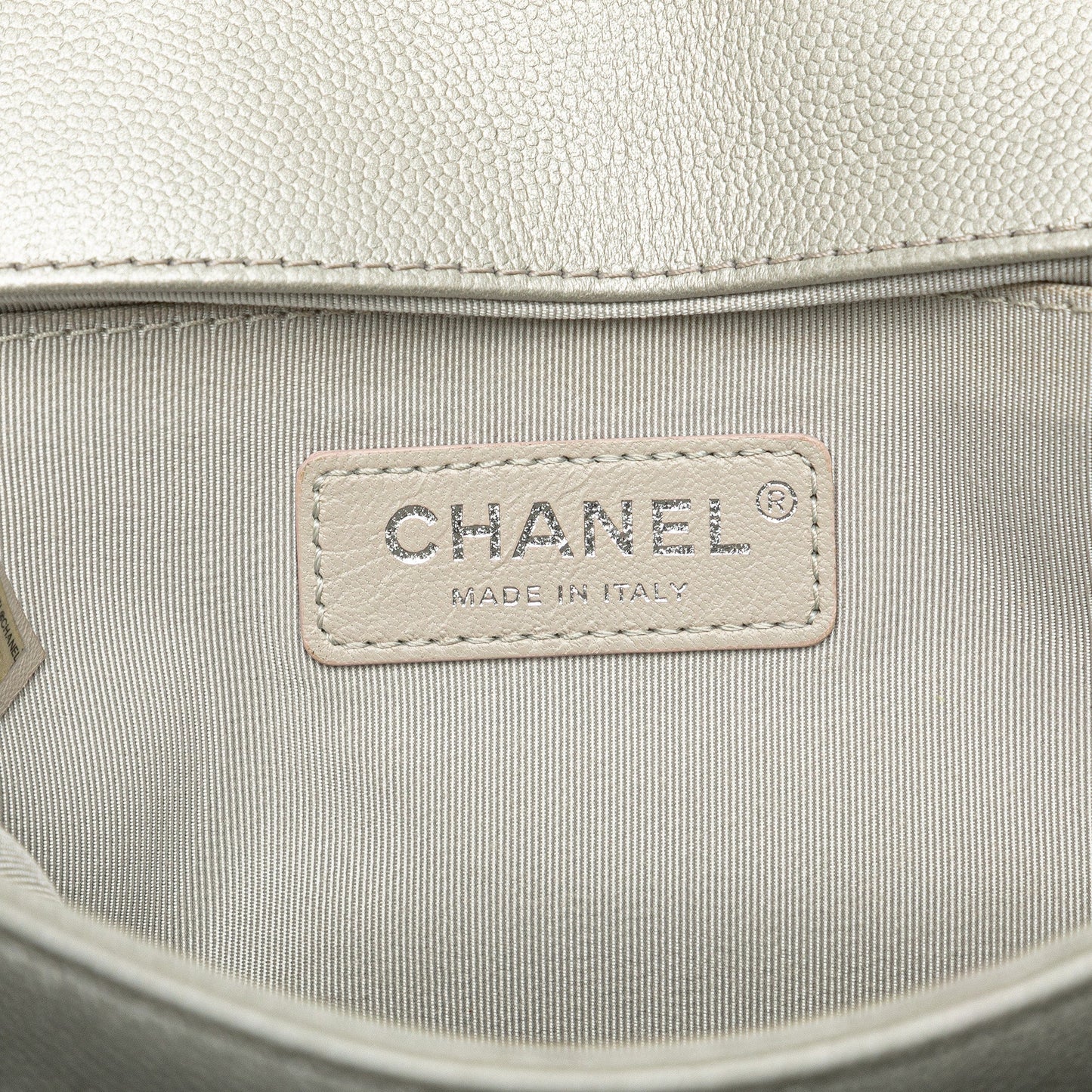 Gray Chanel Medium Metallic Caviar Boy Flap Crossbody Bag