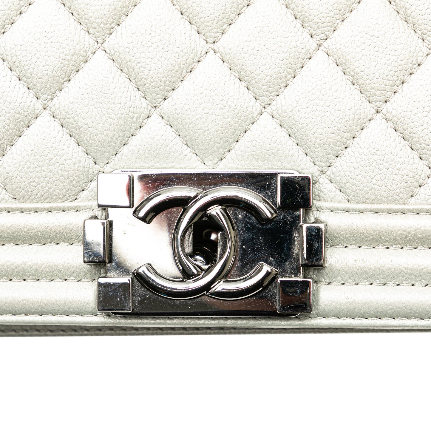 Gray Chanel Medium Metallic Caviar Boy Flap Crossbody Bag