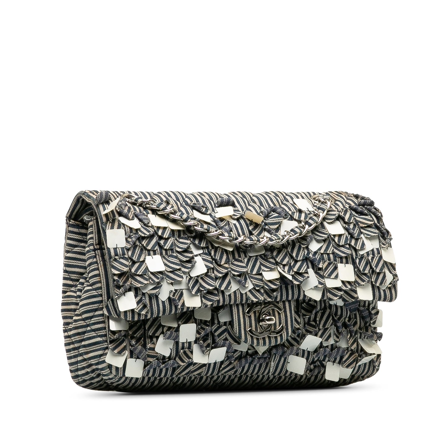 Chanel Sac Medium Cotton Striped Double Flap