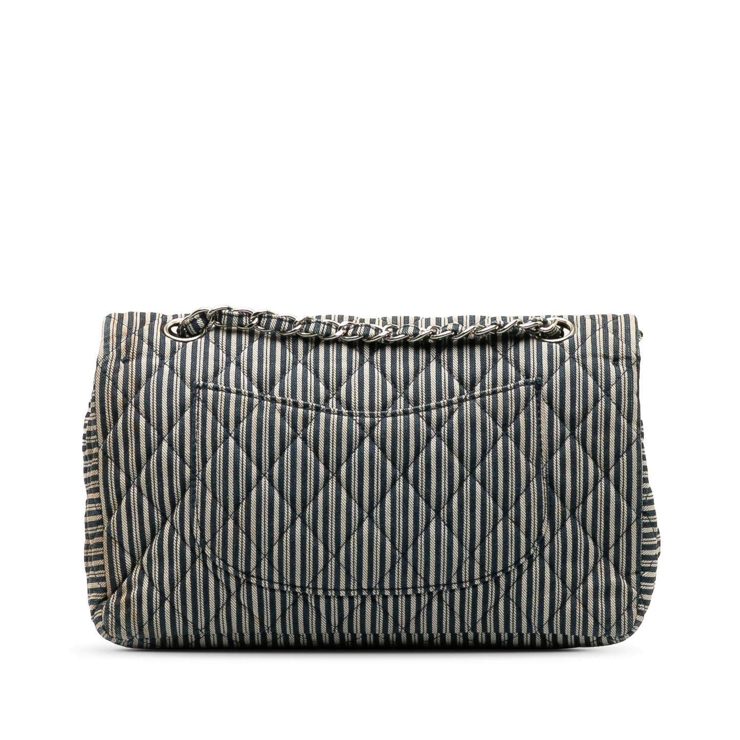Chanel Sac Medium Cotton Striped Double Flap