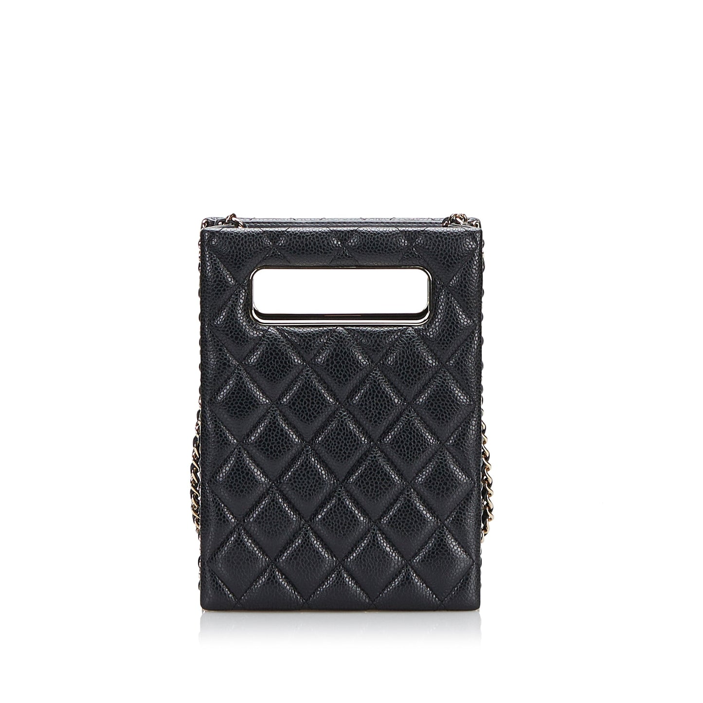 Chanel Sac Mini Caviar Chain Around Cut Out Evening Bag