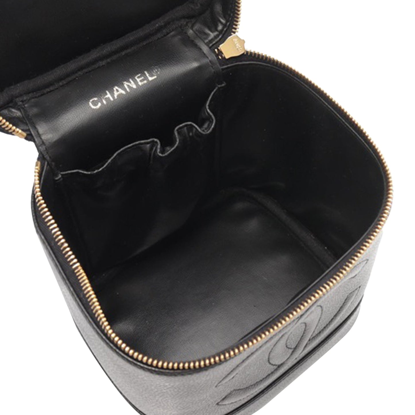 Black Chanel CC Caviar Vanity Case