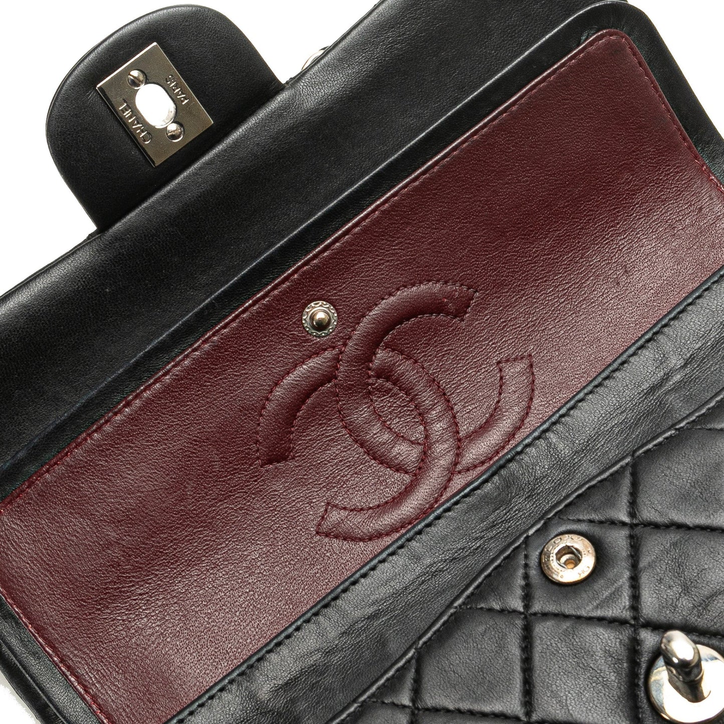 Black Chanel Small Classic Lambskin Double Flap Shoulder Bag