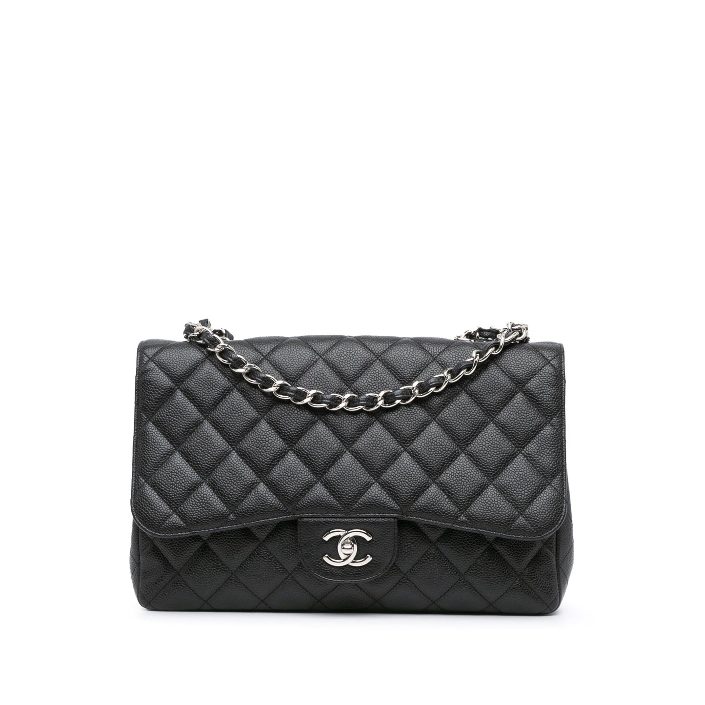 Black Chanel Jumbo Classic Caviar Single Flap Shoulder Bag