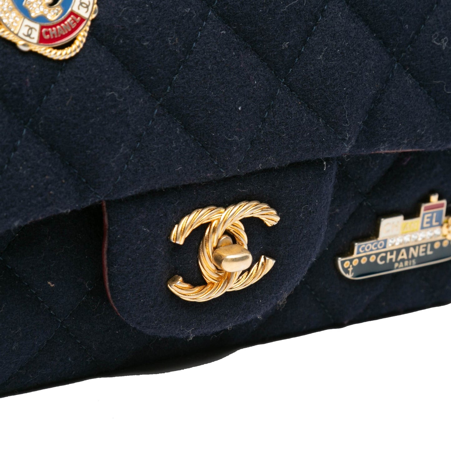 Blue Chanel Mini Rectangular Classic Jersey Sailor Single Flap Crossbody Bag