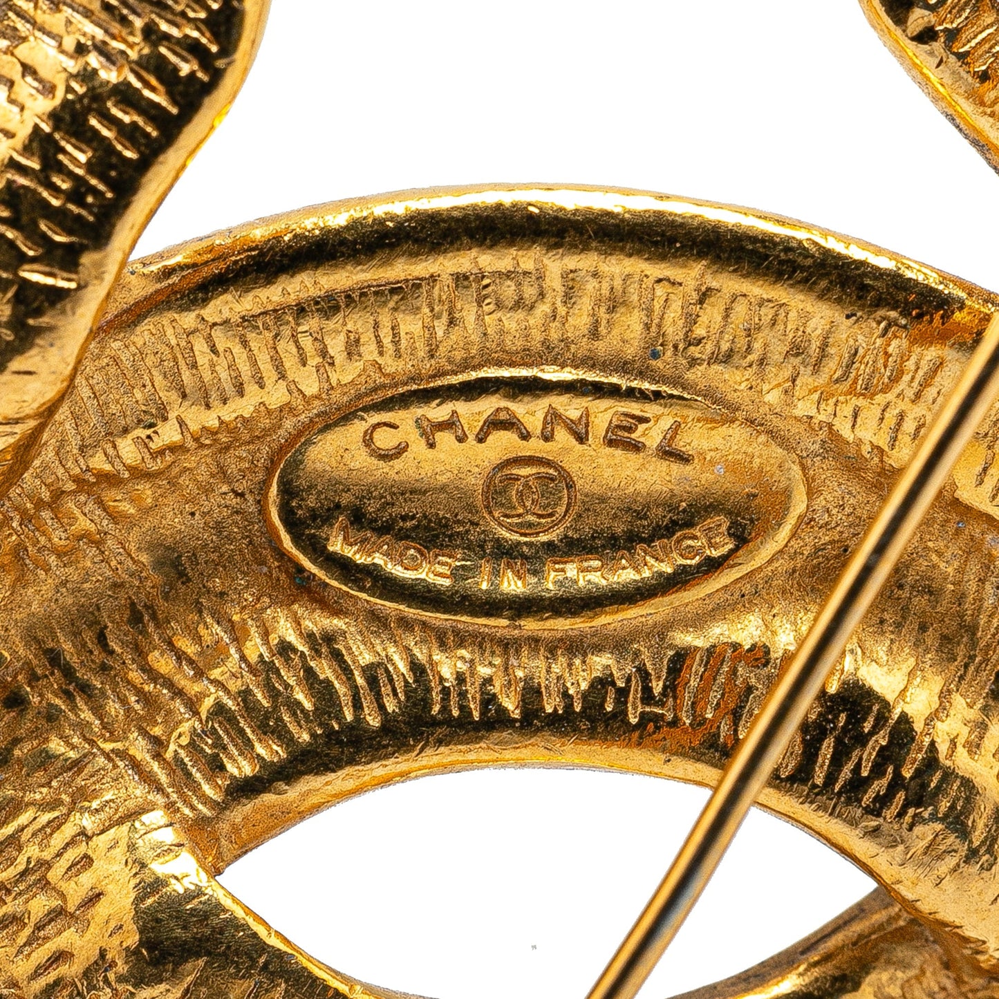 Gold Chanel Gold Plated CC Quilted Brooch