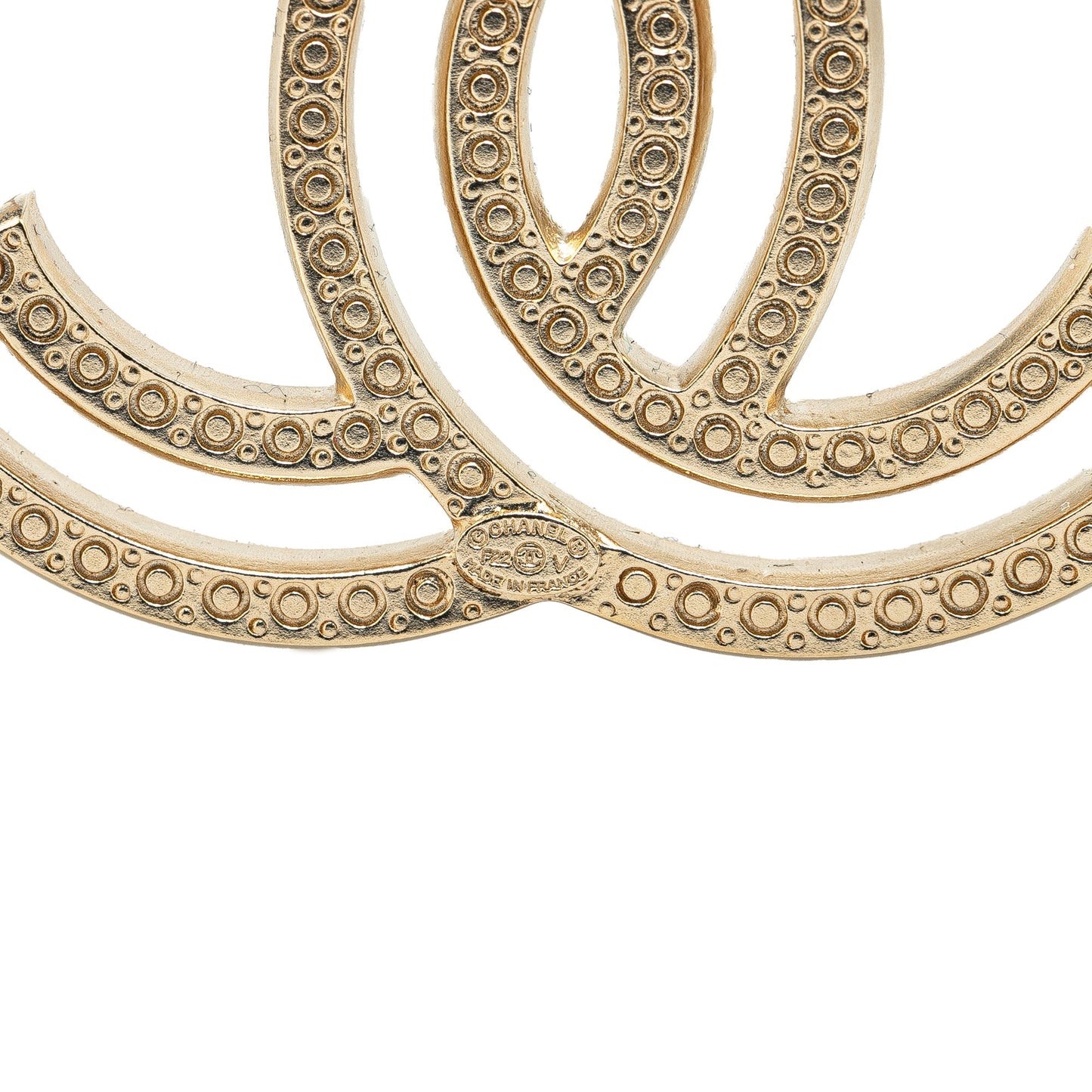 Gold Chanel Gold Plated CC Rhinestone Brooch