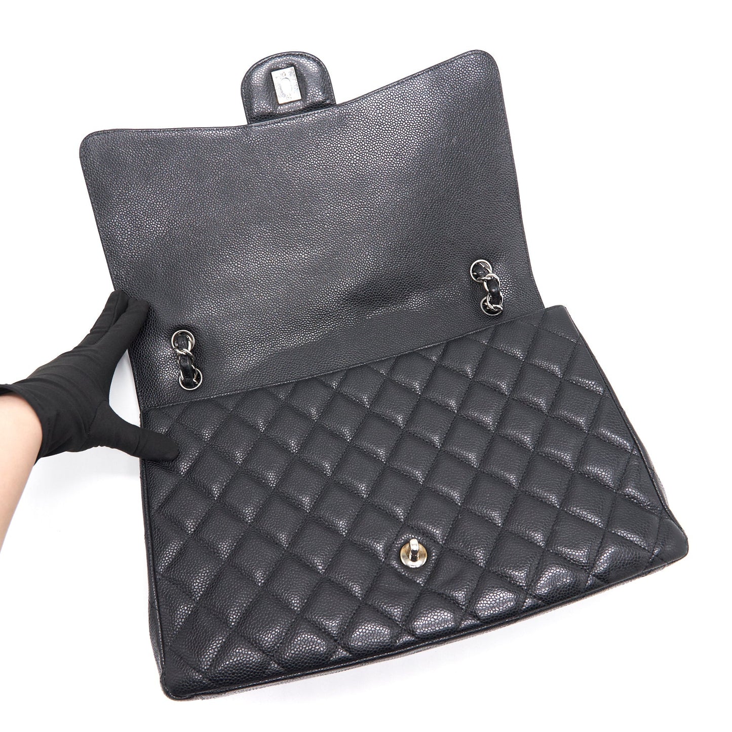 Chanel Cavier Classic Maxi Single Flap bag Black SHW