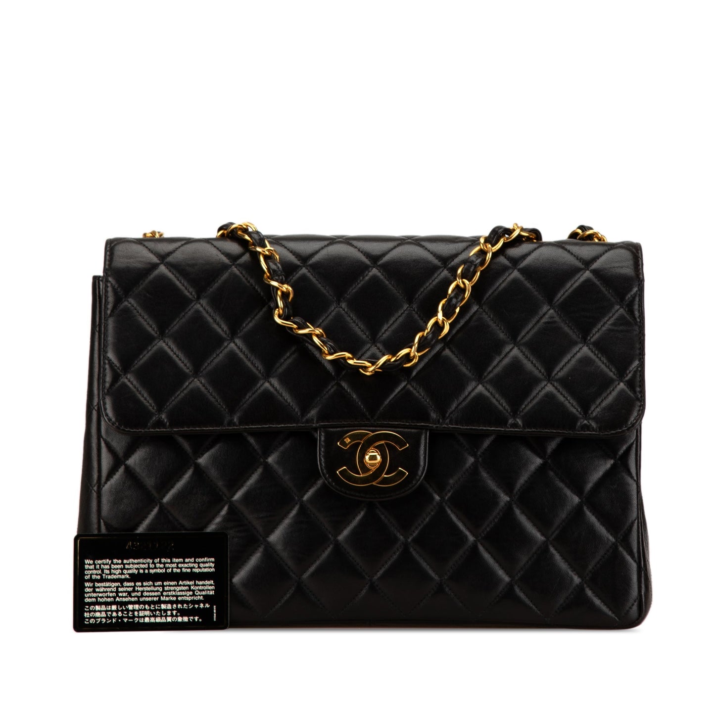 Black Chanel Jumbo Classic Lambskin Single Flap Shoulder Bag