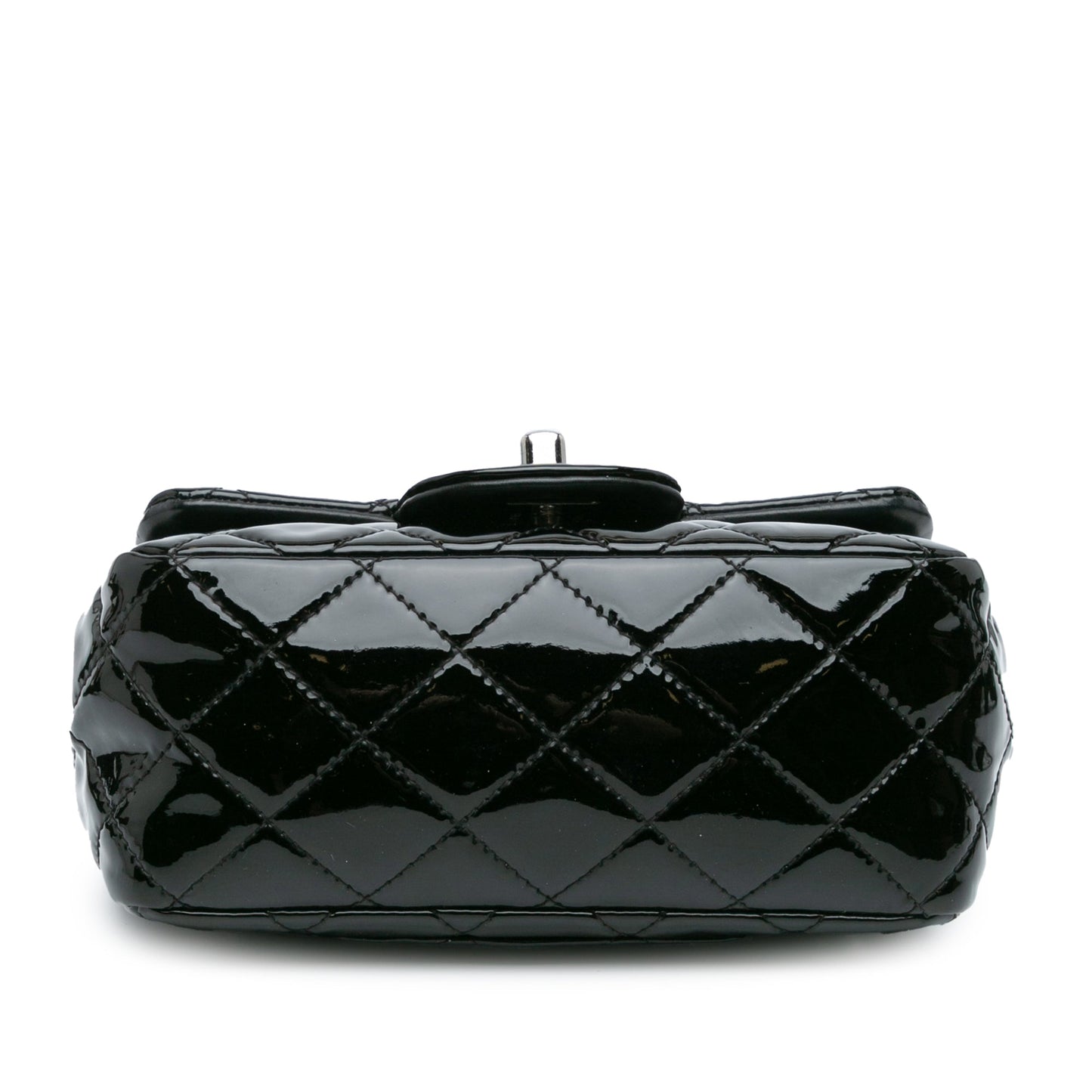 Black Chanel Mini Square Classic Patent Single Flap Crossbody Bag