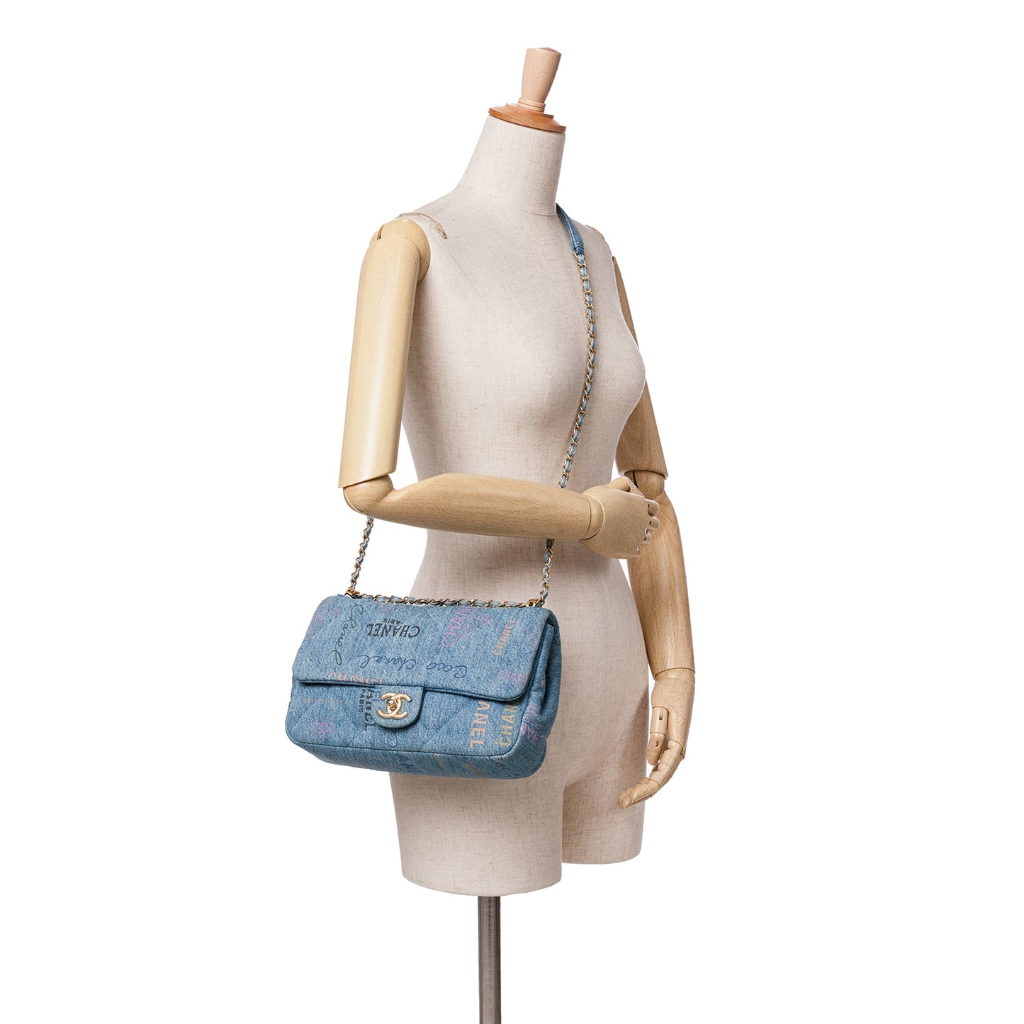 Blue Chanel Medium Quilted Denim Mood Flap Crossbody Bag