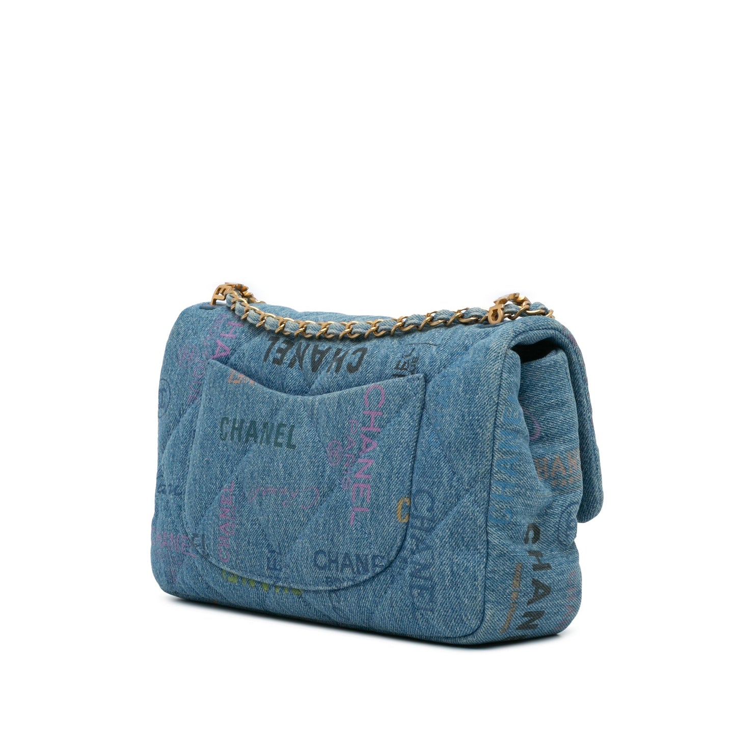 Blue Chanel Medium Quilted Denim Mood Flap Crossbody Bag