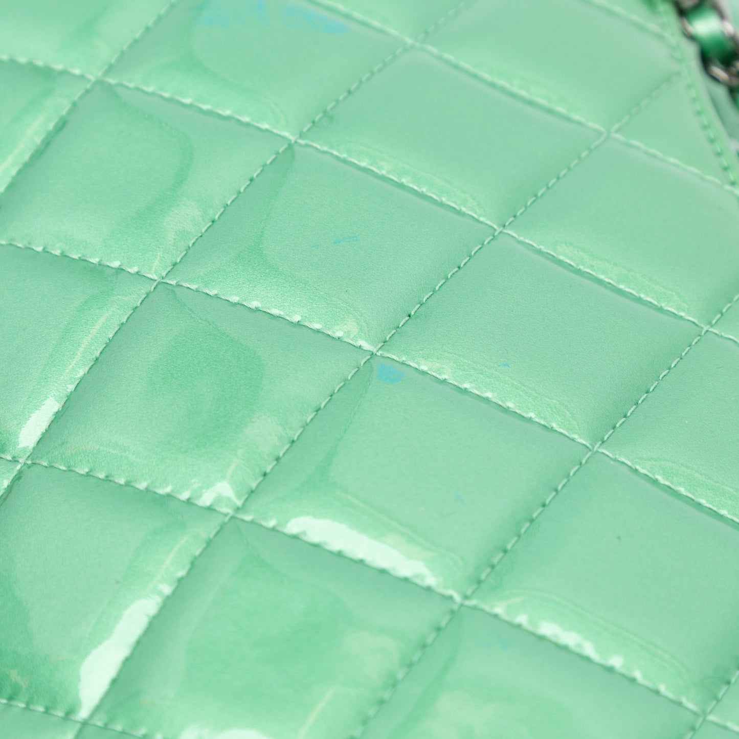 Green Chanel CC Quilted Patent Clutch with Chain Shoulder Bag