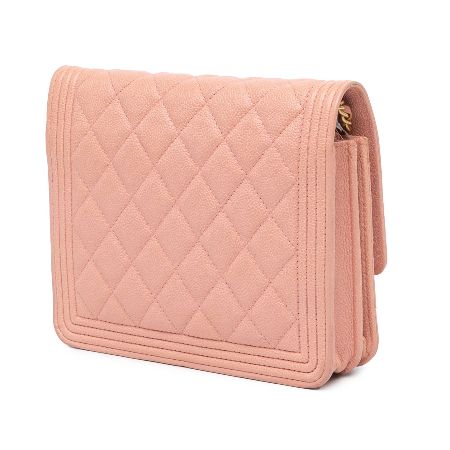 Chanel Sac Quilted Caviar Square Boy Wallet On Chain