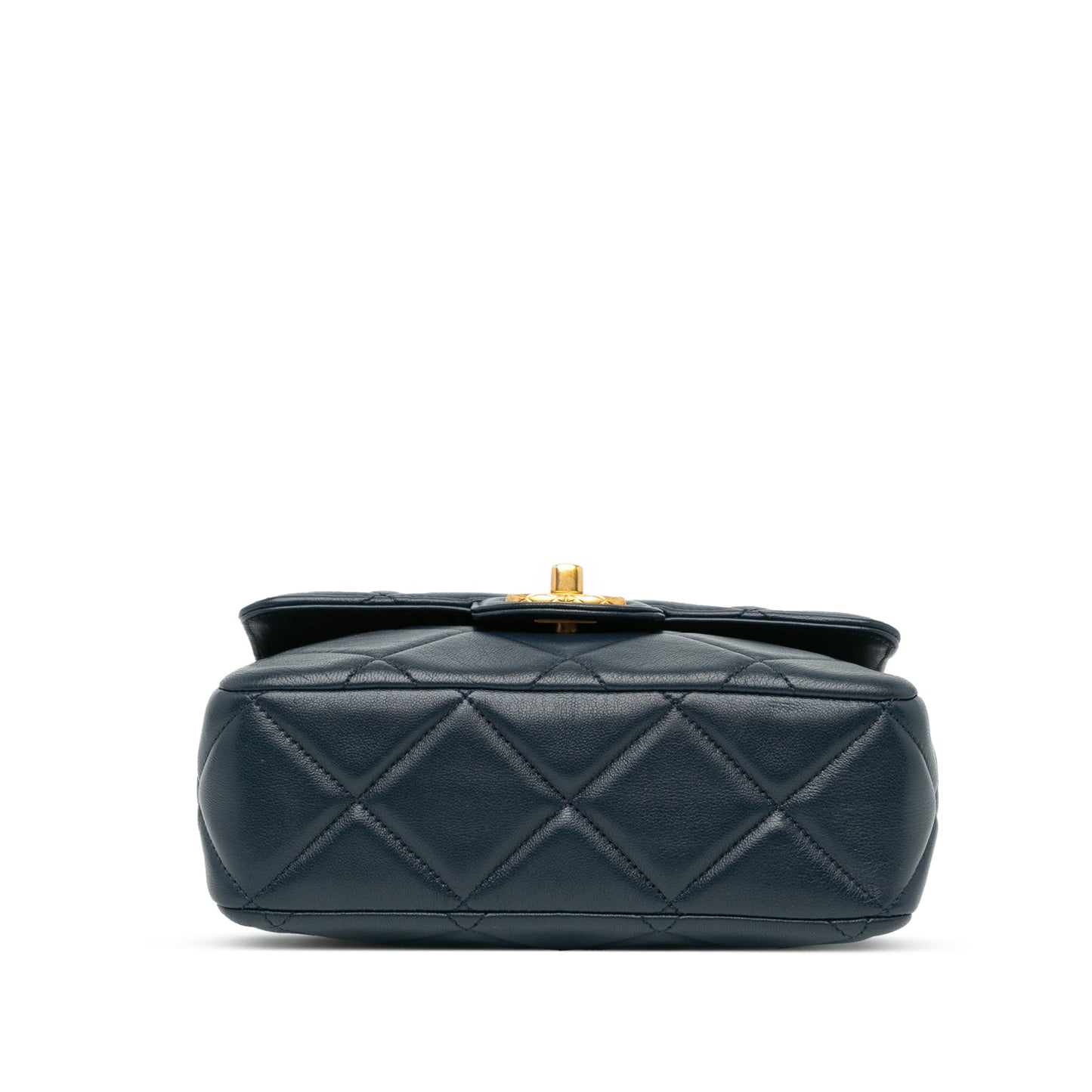 Blue Chanel Mini Square CC Quilted Lambskin Flap Crossbody Bag