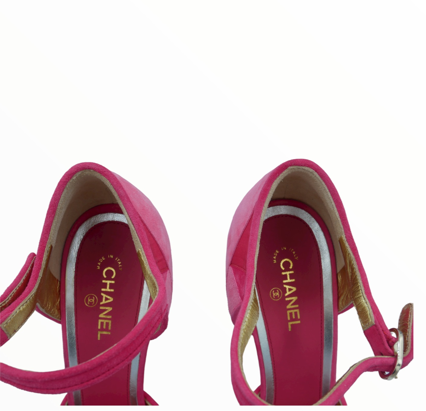Chanel pink patchwork heeled pumps - 38