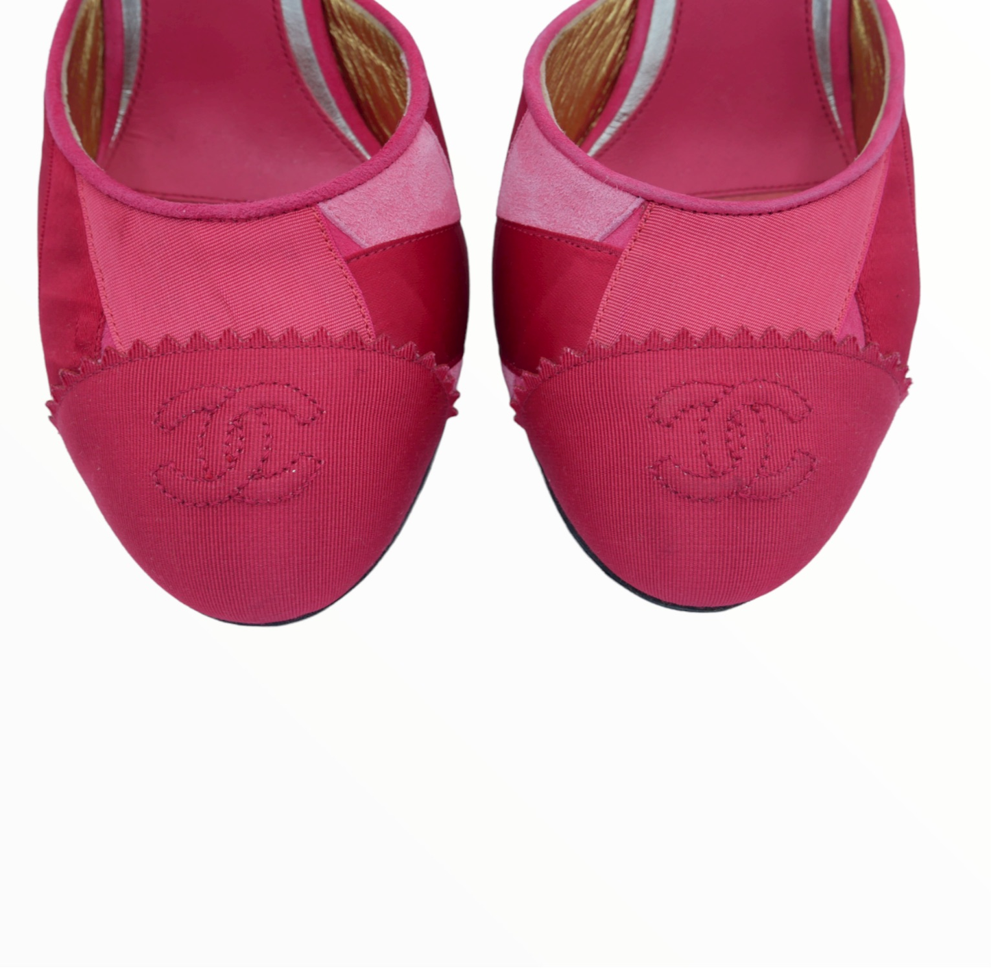 Chanel pink patchwork heeled pumps - 38