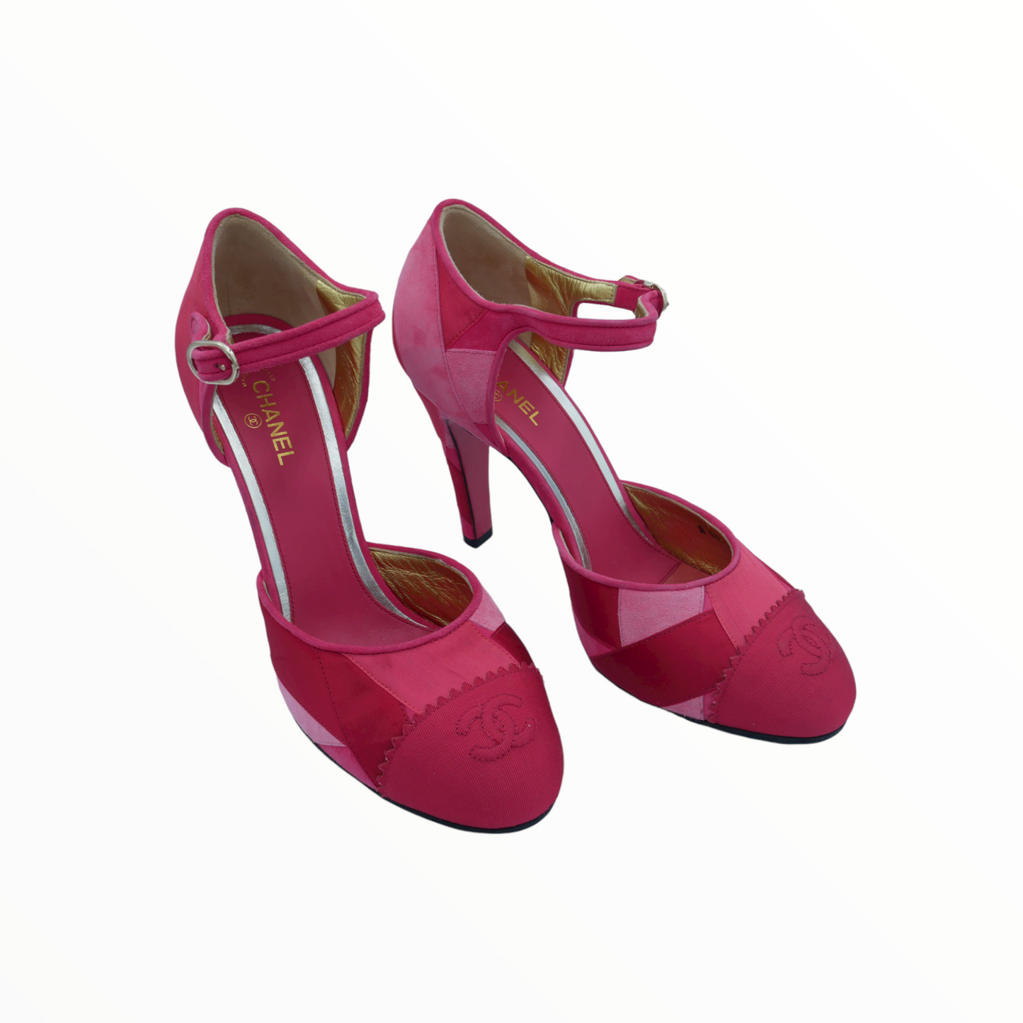 Chanel pink patchwork heeled pumps - 38