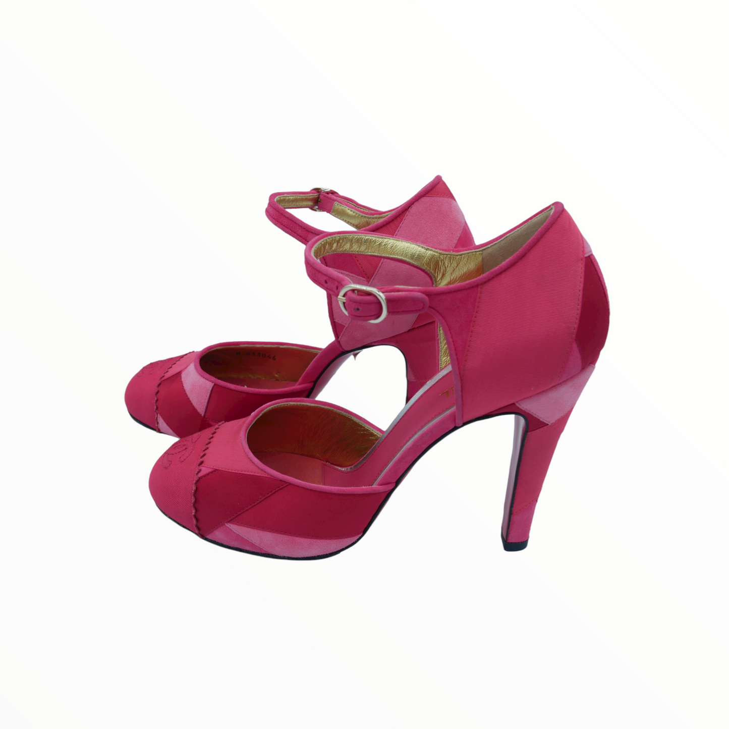 Chanel pink patchwork heeled pumps - 38