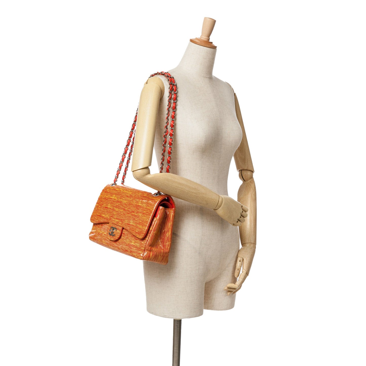 Chanel Sac Jumbo Classic Patent Stiped Double Flap