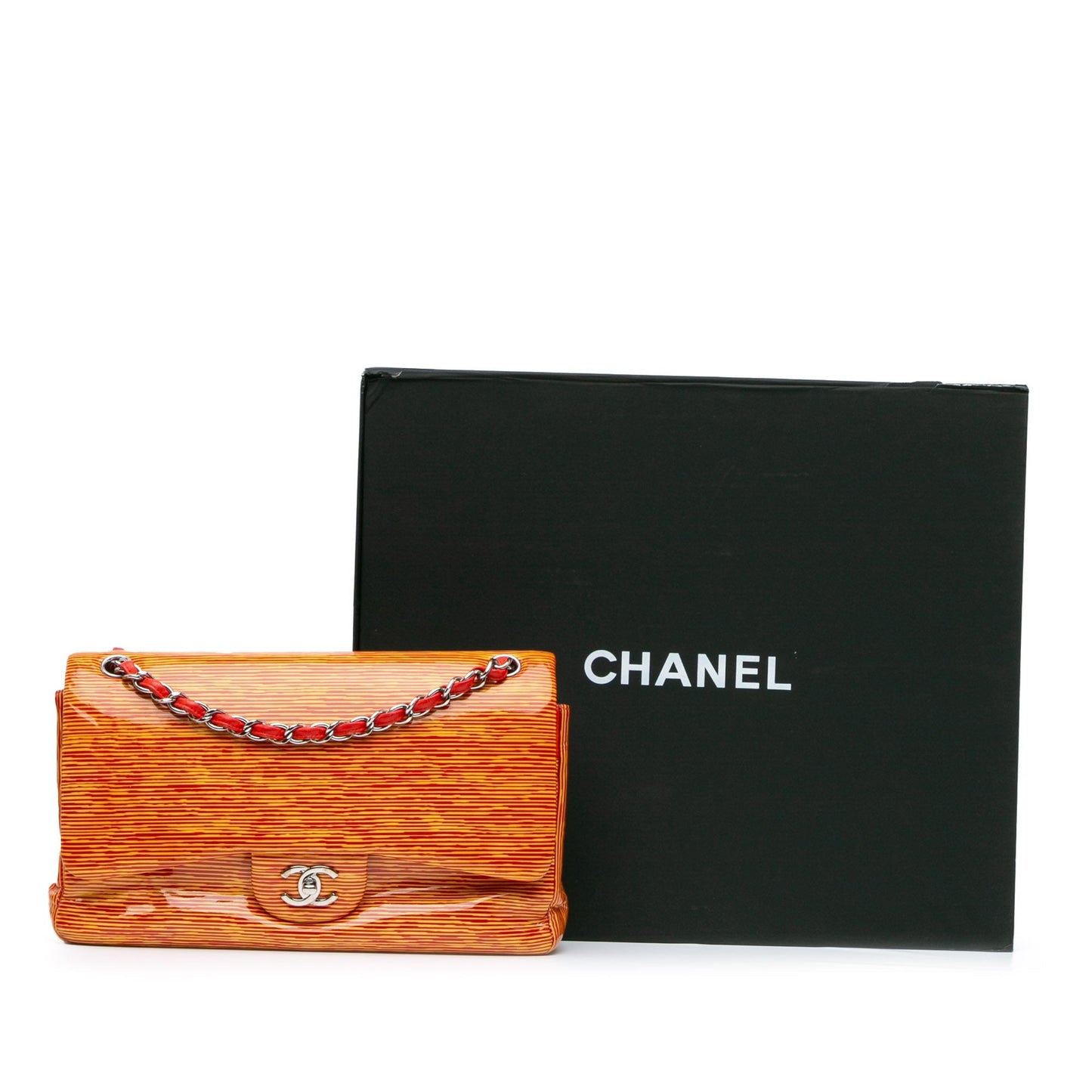 Chanel Sac Jumbo Classic Patent Stiped Double Flap