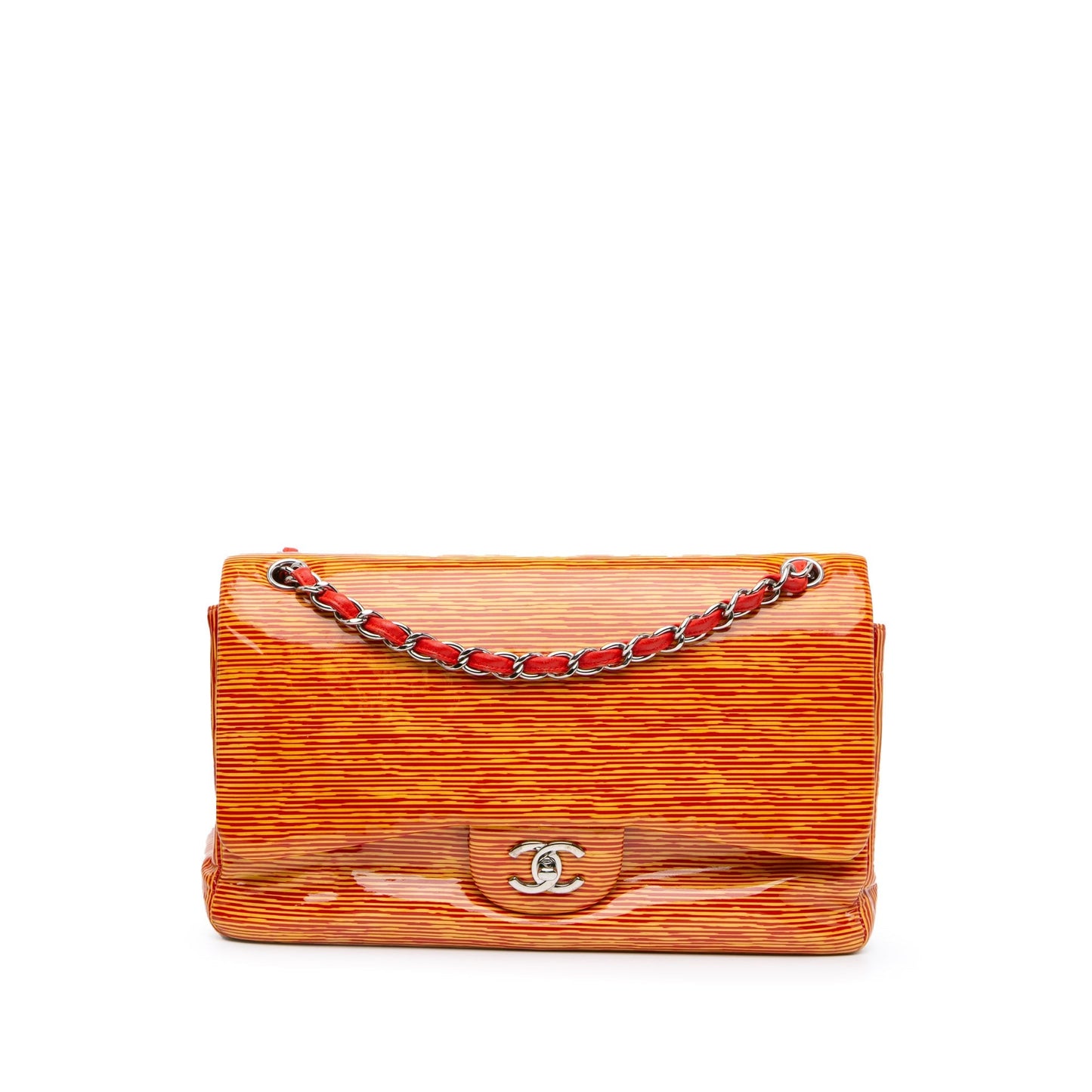 Chanel Sac Jumbo Classic Patent Stiped Double Flap