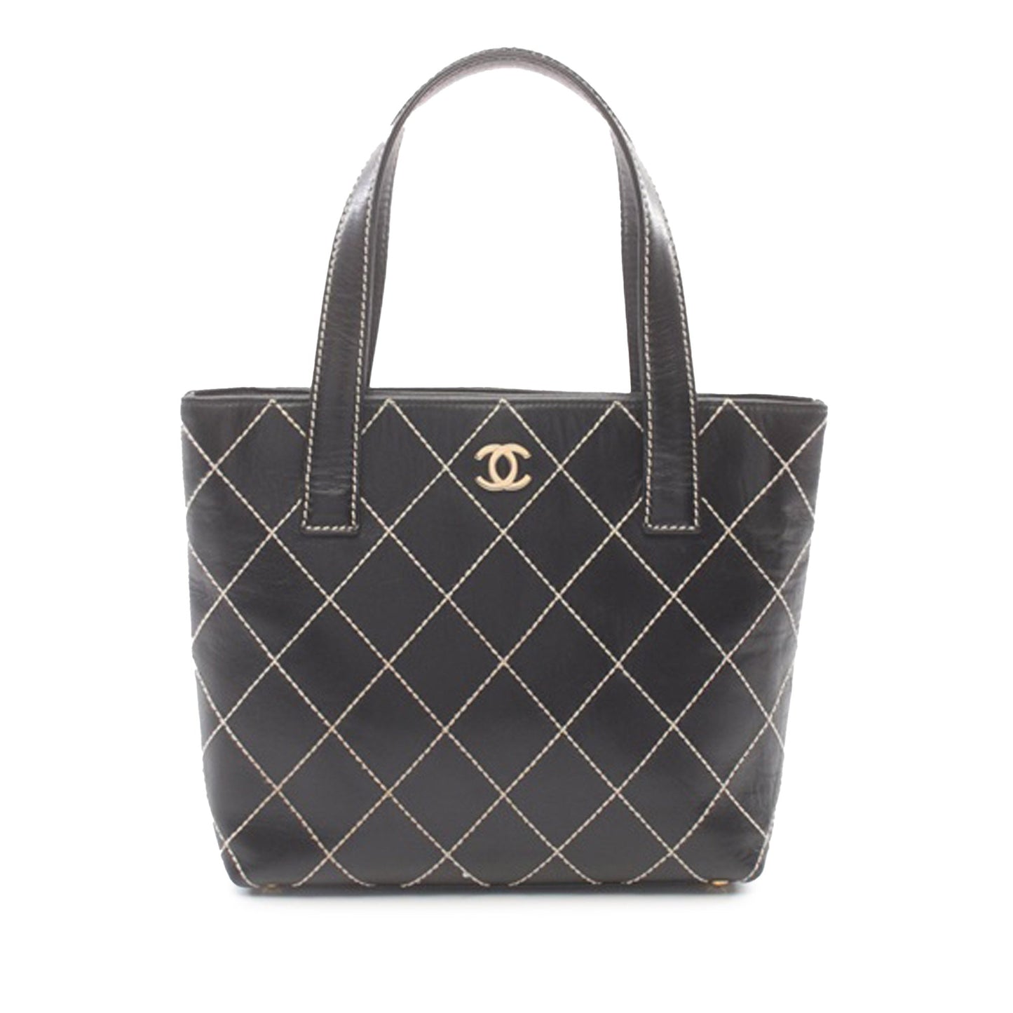 Black Chanel CC Wild Stitch Calfskin Handbag