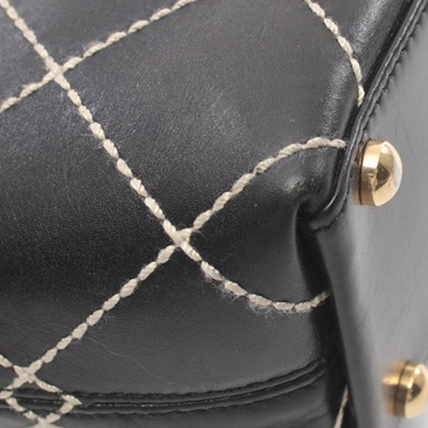 Black Chanel CC Wild Stitch Calfskin Handbag