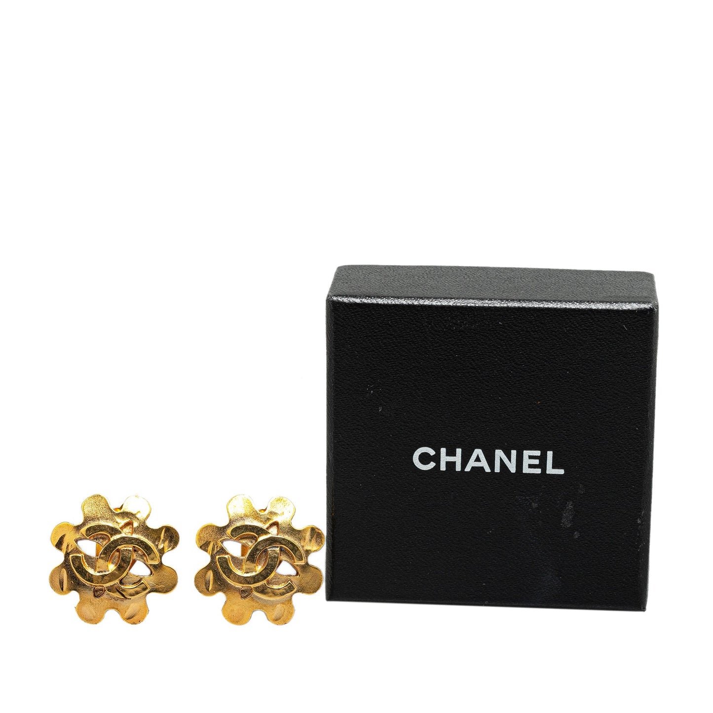 Gold Chanel Gold Plated CC Clip On Earrings