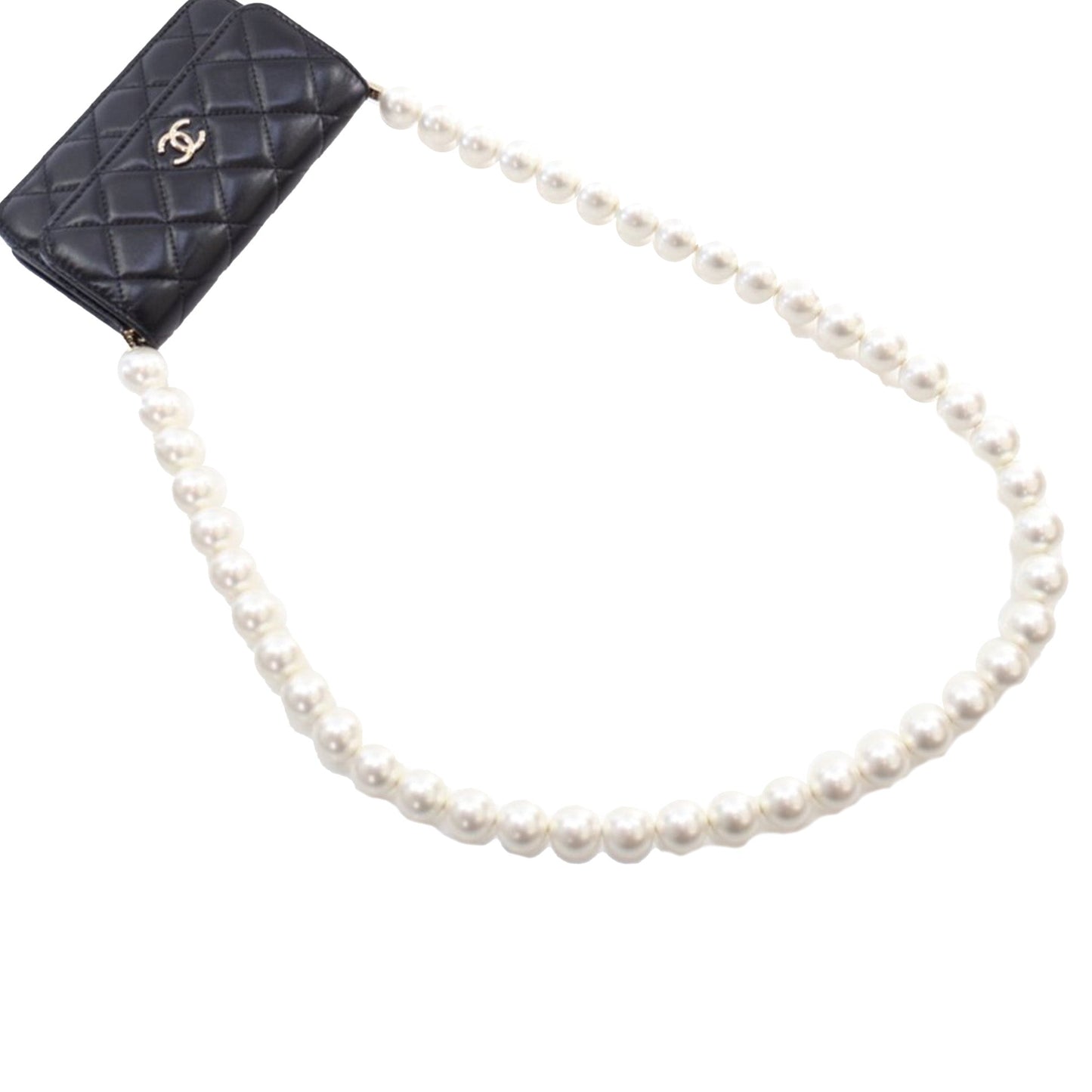 Black Chanel Quilted Calfskin Maxi Pearls Clutch With Chain Crossbody Bag