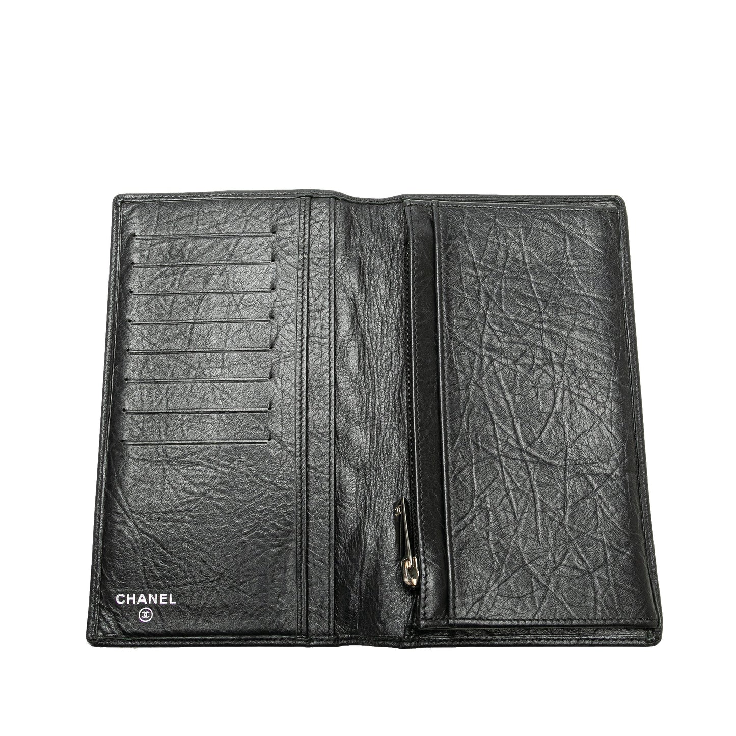 Black Chanel Quilted Aged Calfskin Cambon Ligne Bifold Wallet