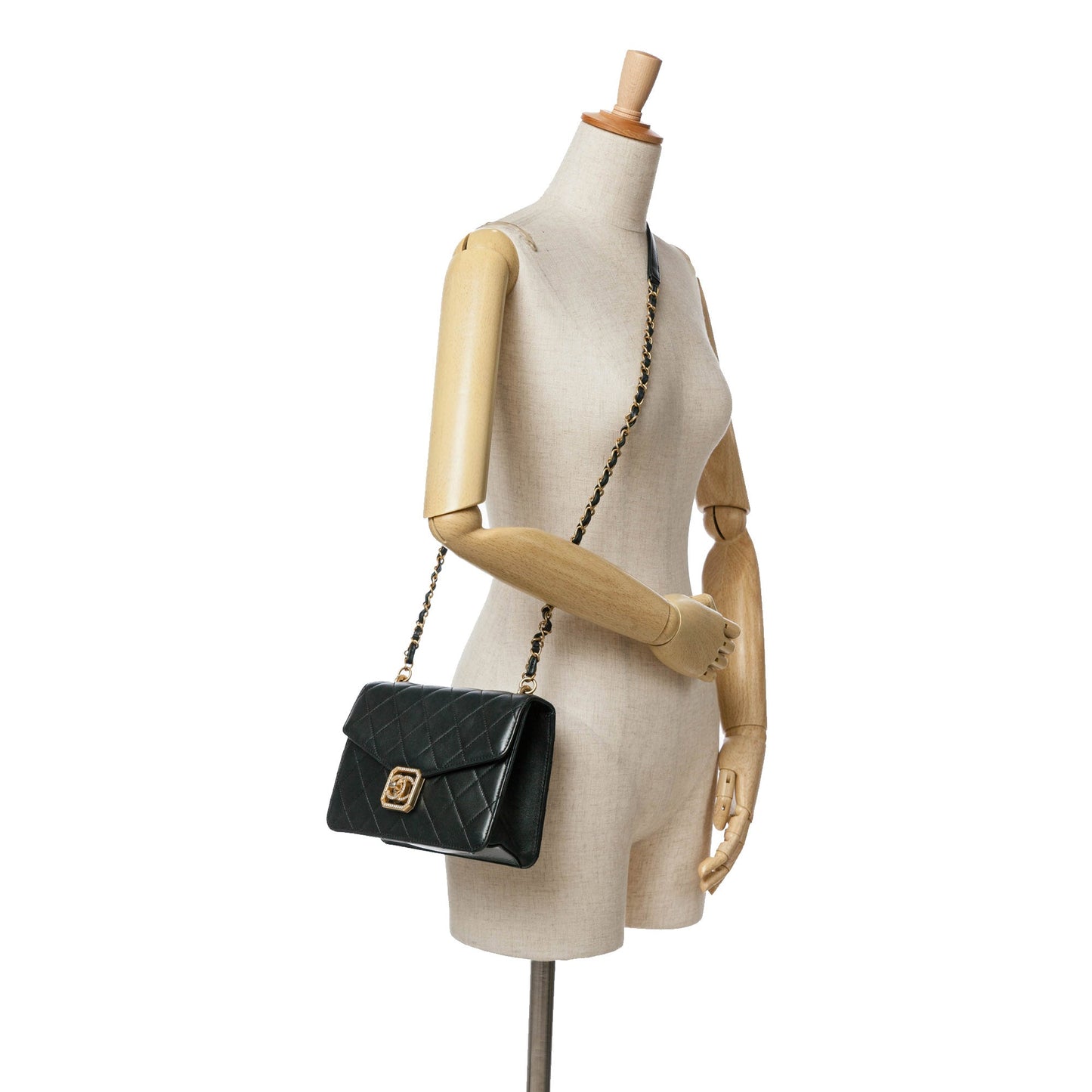 Chanel Sac Quilted Lambskin Crystal Geometric CC Frame Flap