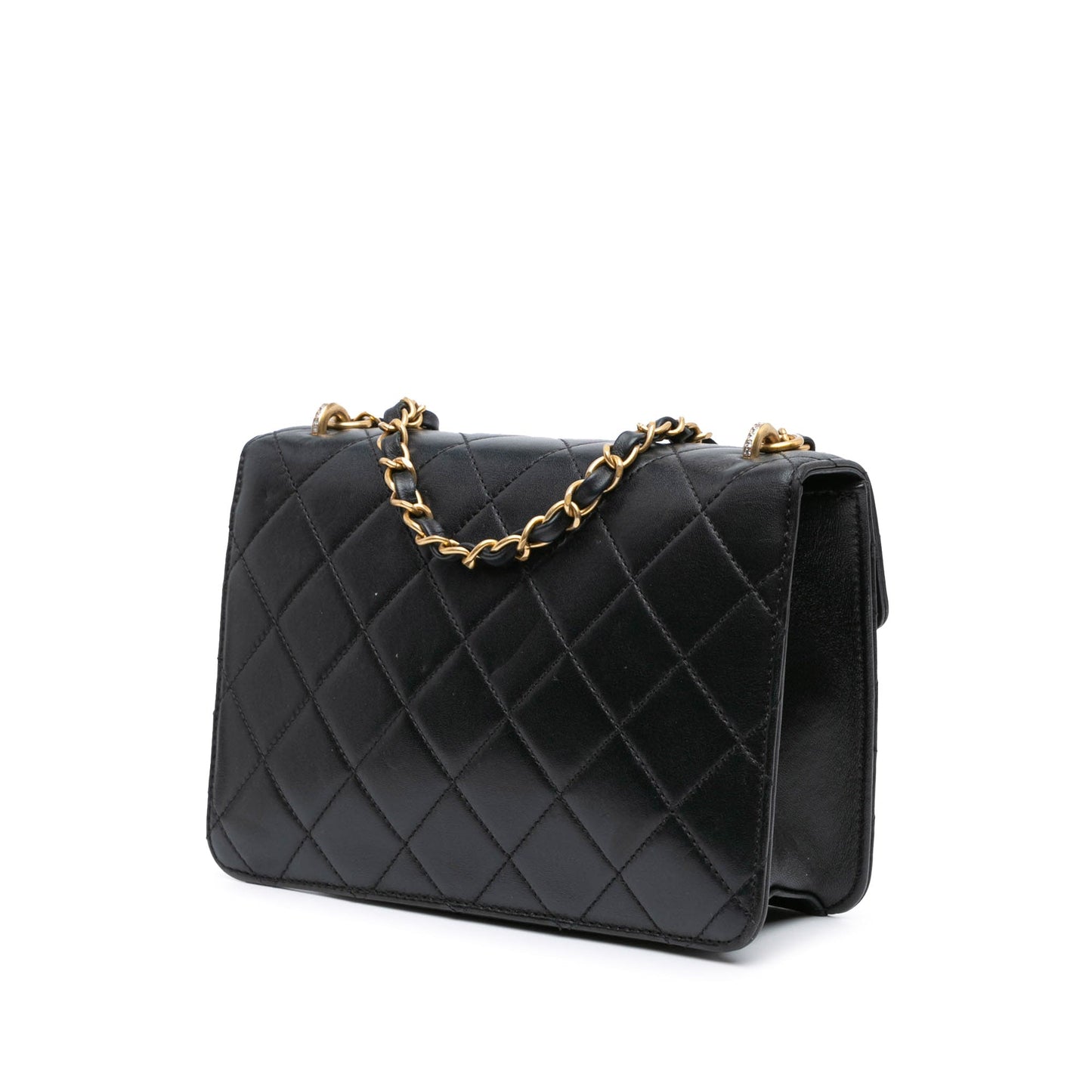 Chanel Sac Quilted Lambskin Crystal Geometric CC Frame Flap