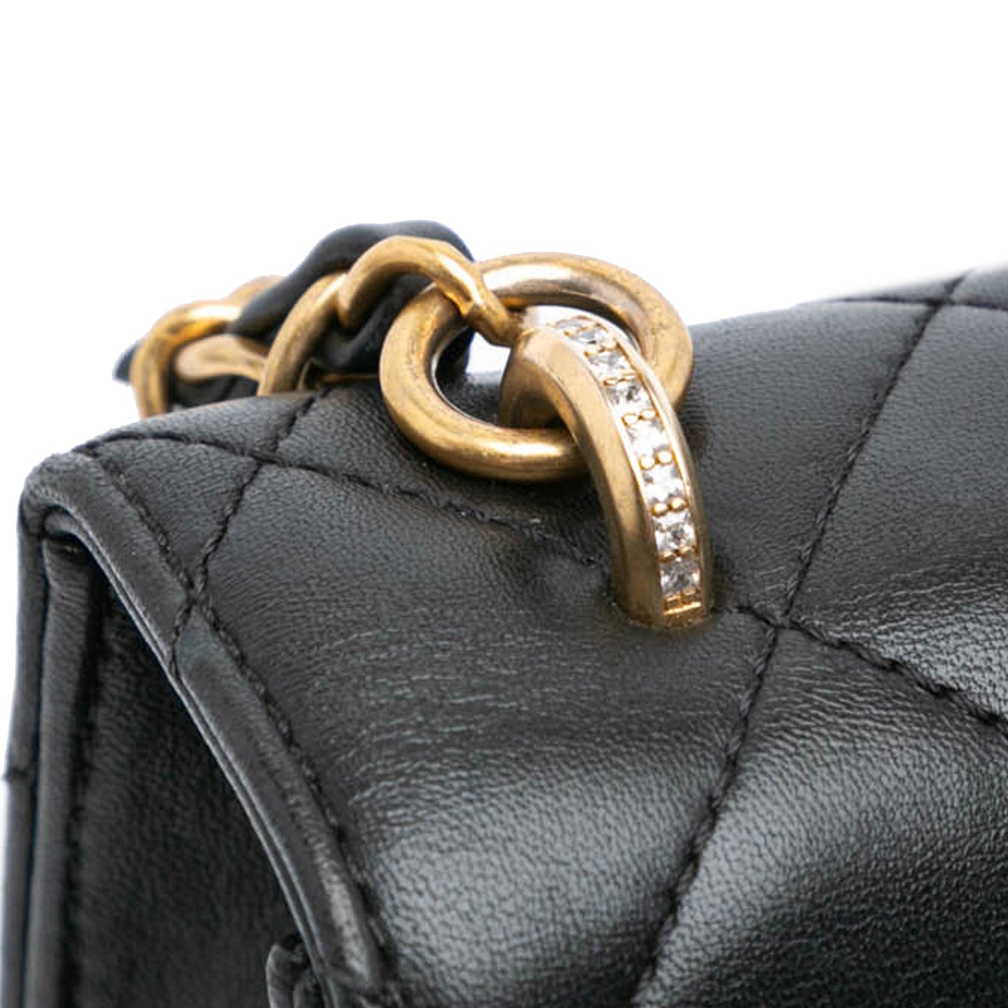 Chanel Sac Quilted Lambskin Crystal Geometric CC Frame Flap