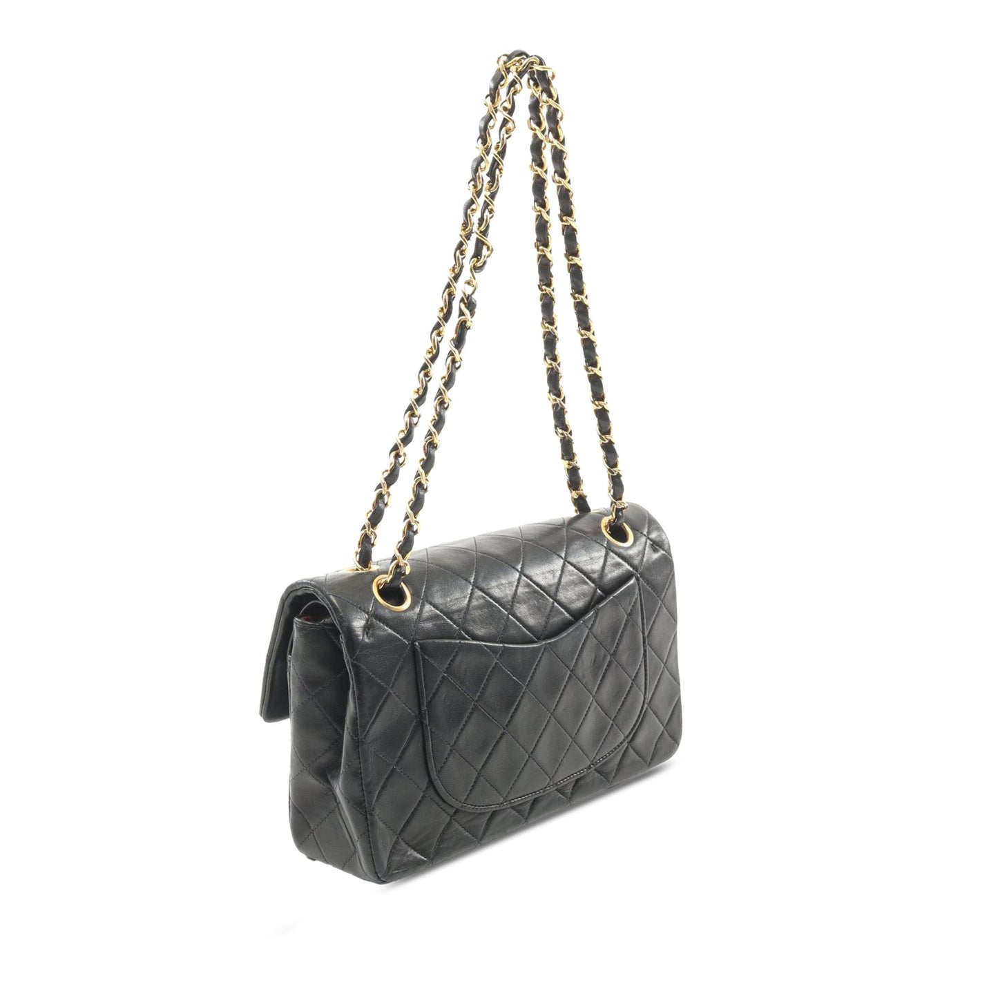 Black Chanel Small Classic Lambskin Double Flap Shoulder Bag