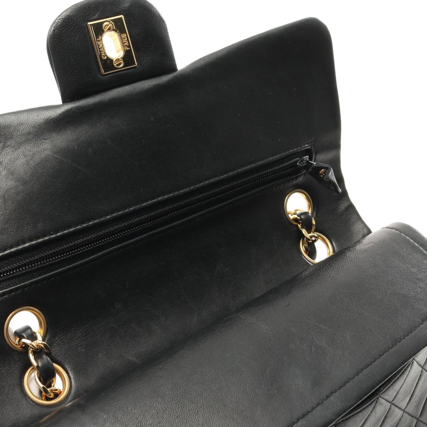Black Chanel Small Classic Lambskin Double Flap Shoulder Bag