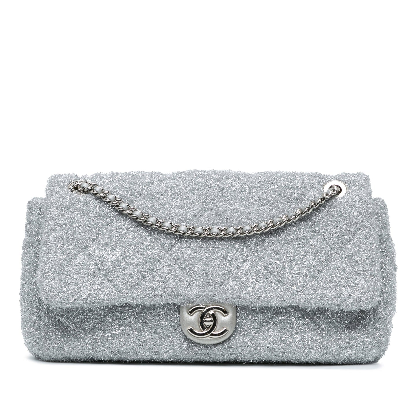 Chanel Sac Large Quilted Lurex Ground Control Pluto Glitter Flap