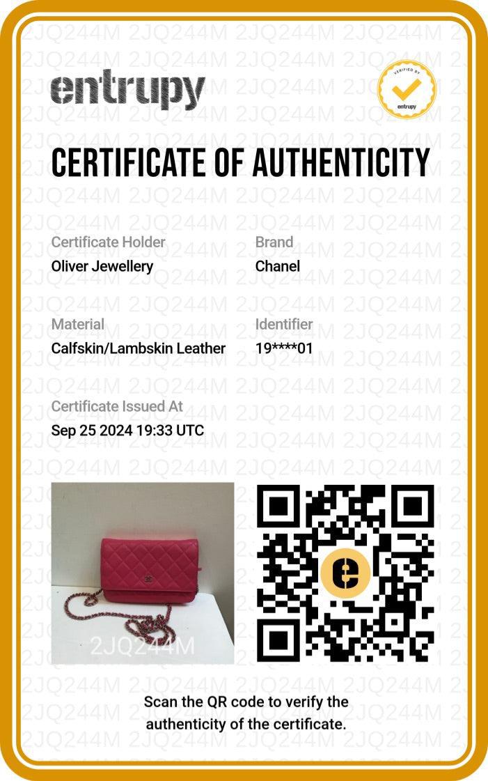 Chanel Pink Quilted Lambskin Leather Classic Wallet on Chain w/ Authenticity Card