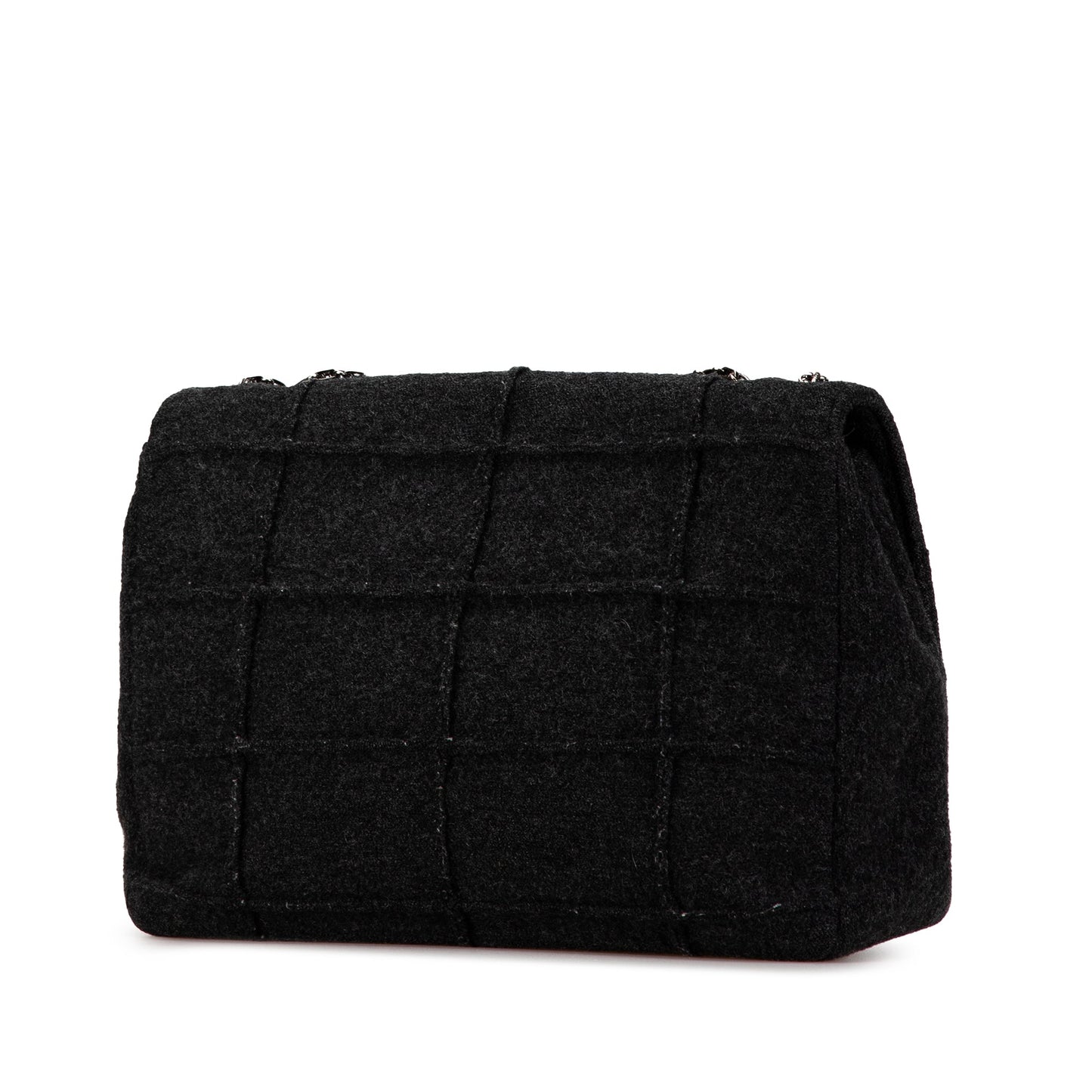 Black Chanel Jumbo Chocolate Bar Wool Identification Mademoiselle Flap Shoulder Bag