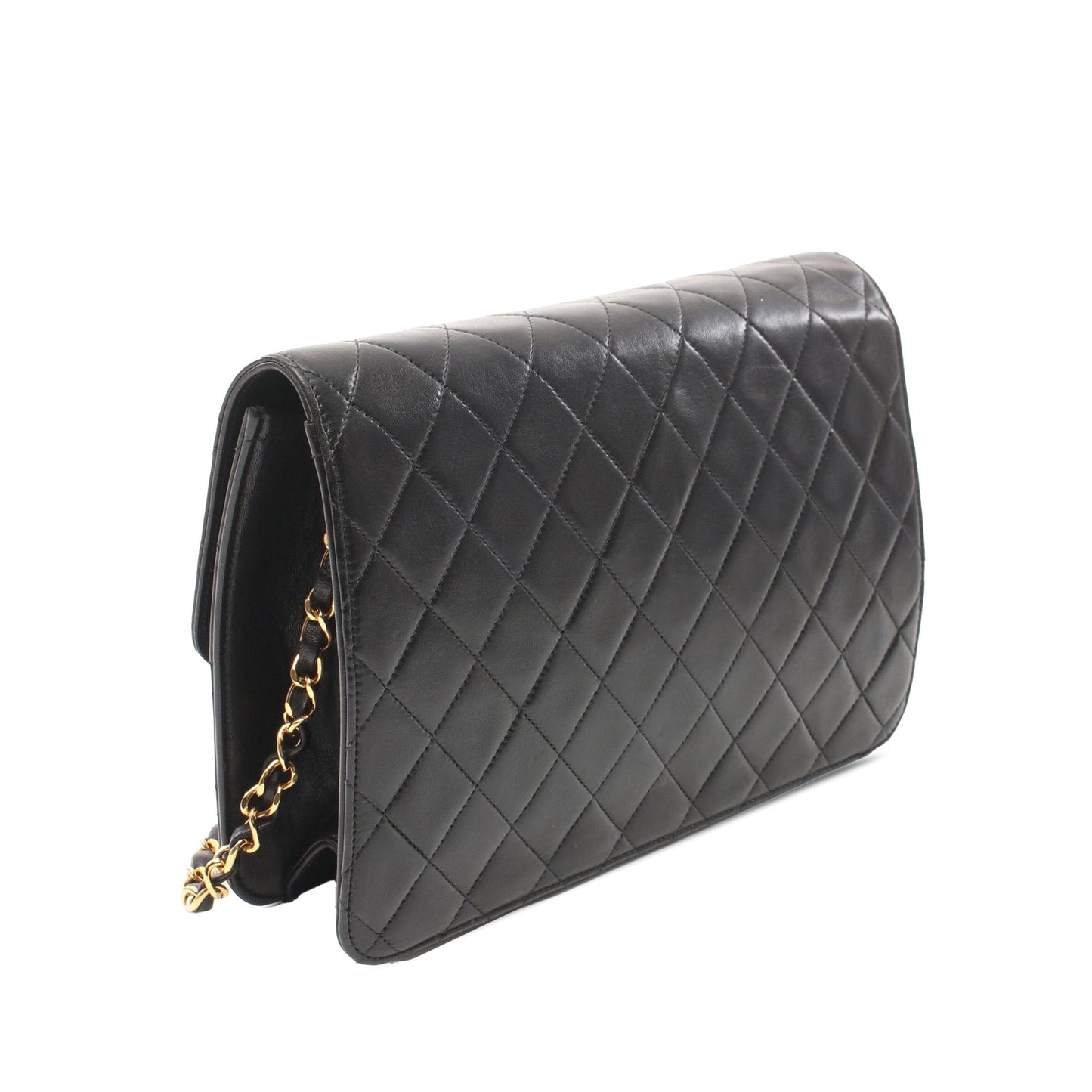 Black Chanel CC Quilted Lambskin Single Flap Crossbody Bag