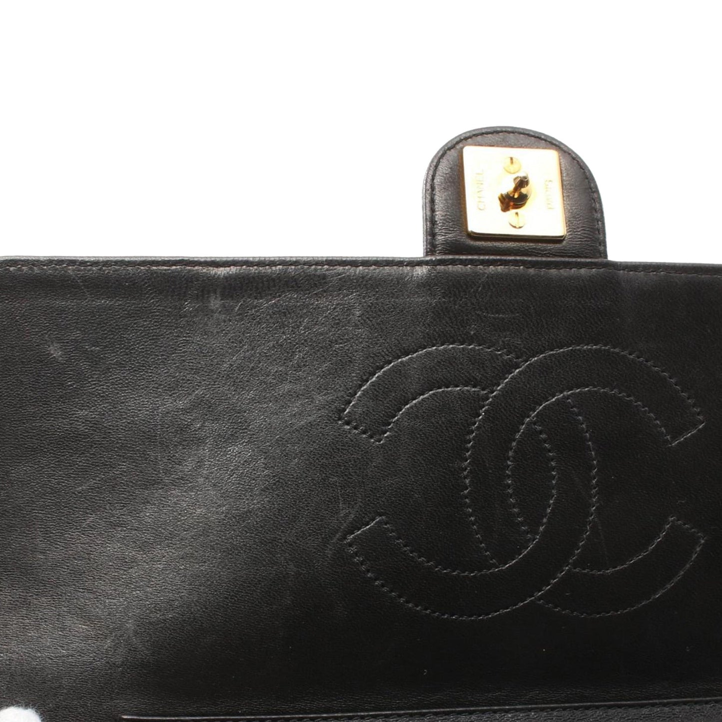 Black Chanel CC Quilted Lambskin Single Flap Crossbody Bag