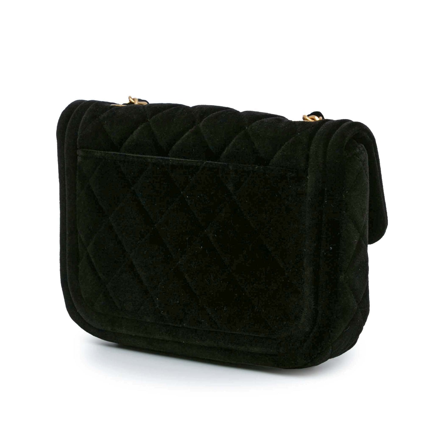 Black Chanel Mini Quilted Velvet Double Frame Flap Crossbody Bag