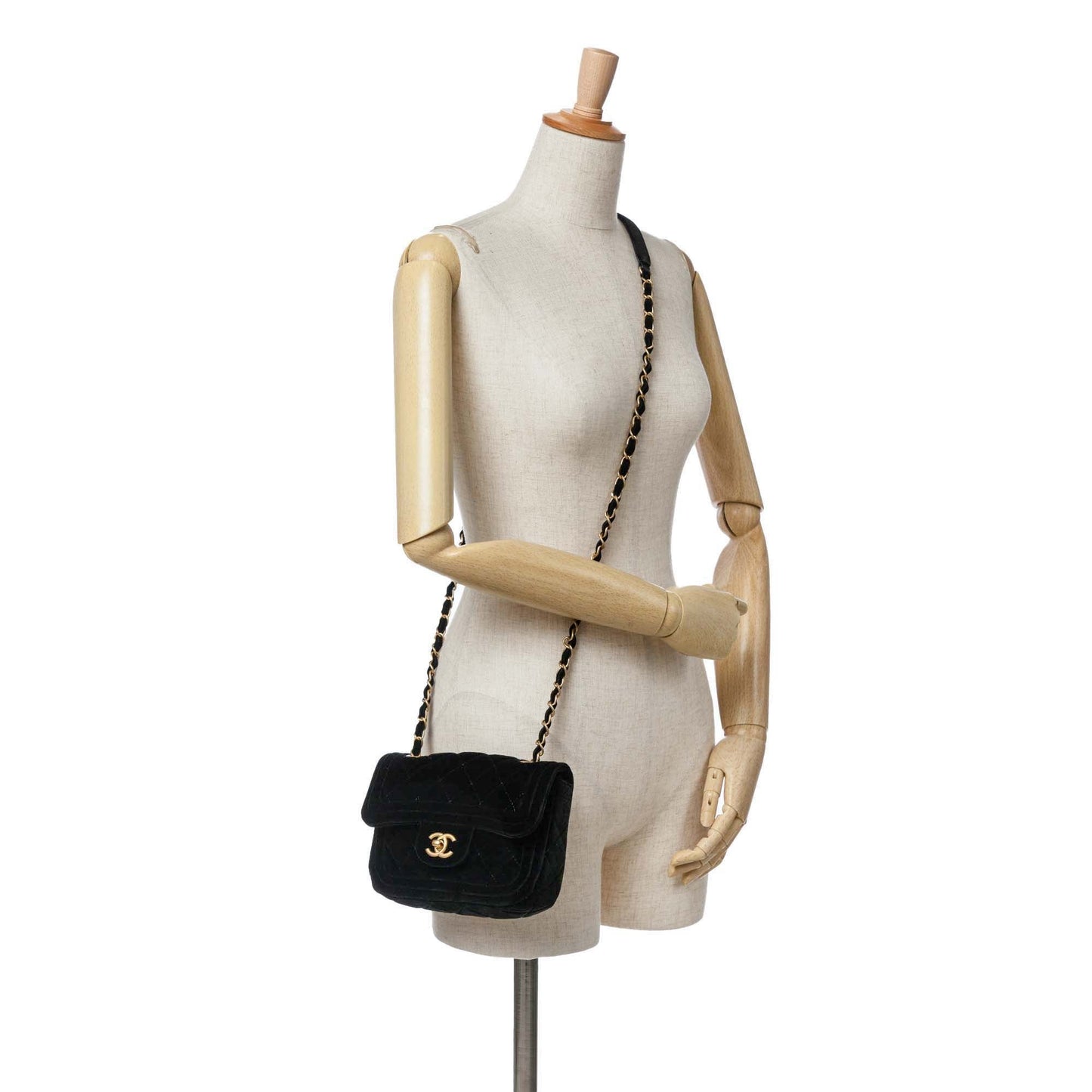 Chanel Sac Mini Quilted Velvet Double Frame Flap
